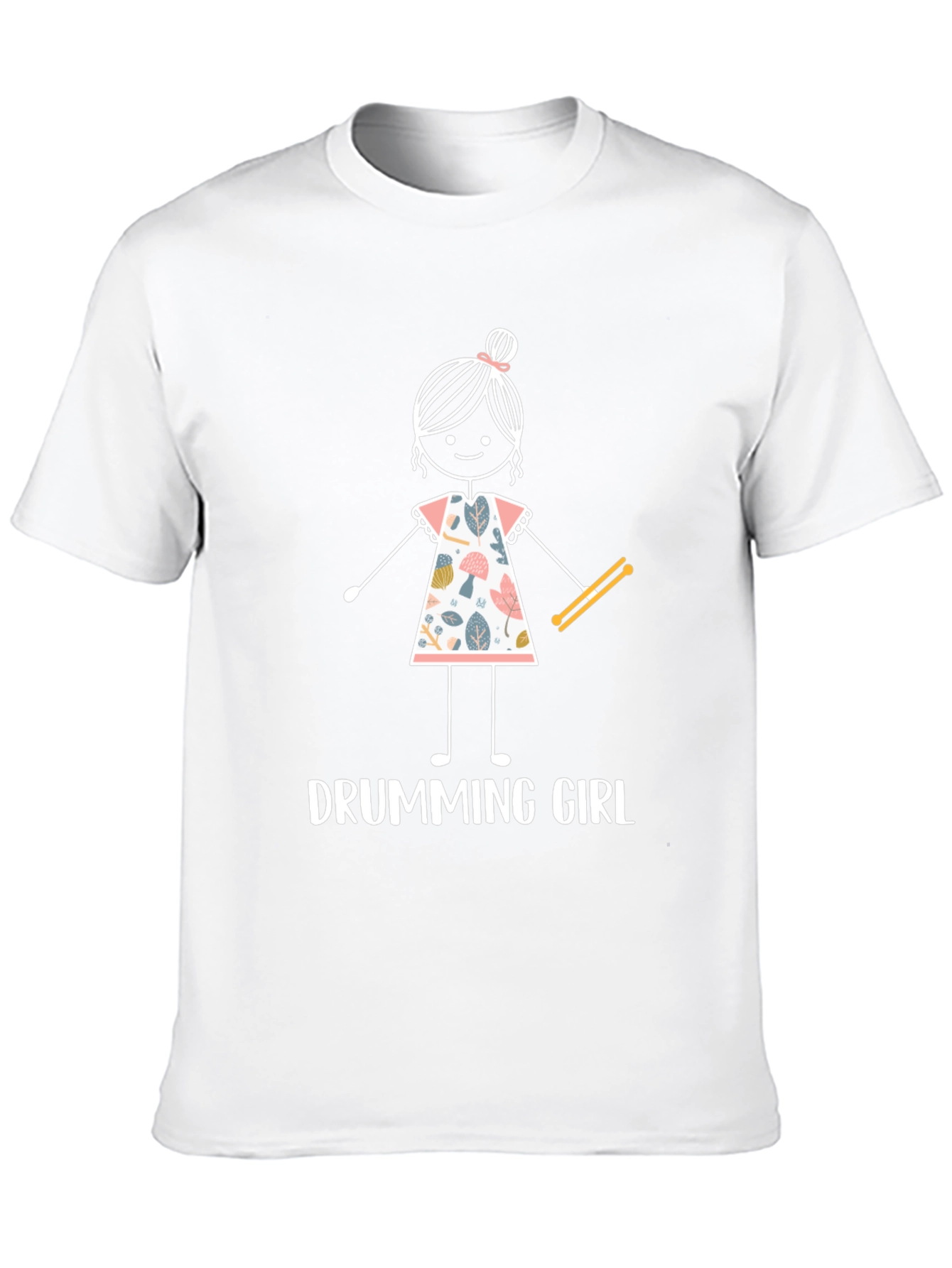 Drumming Girl Graphic T-Shirt - Black