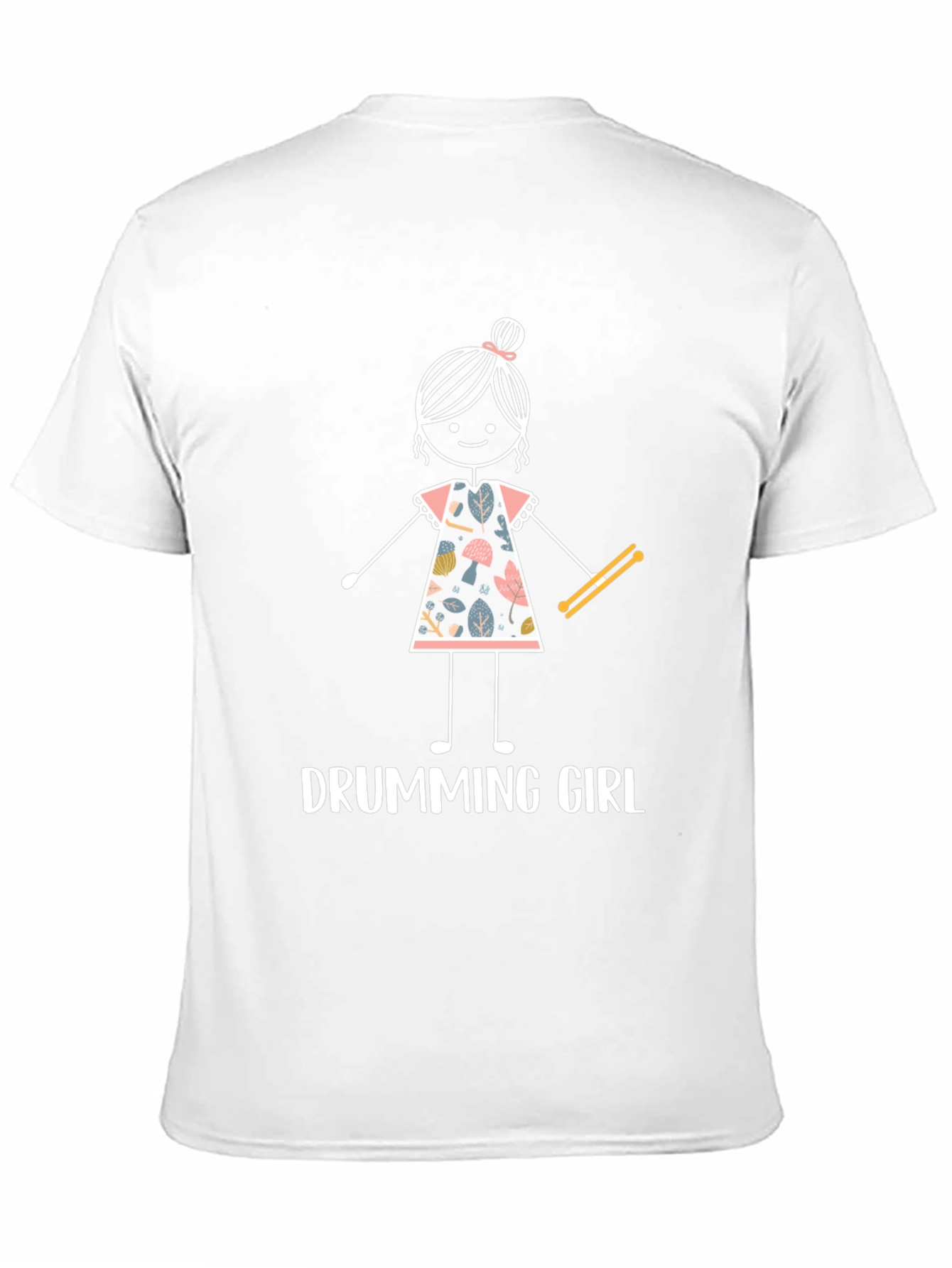 Drumming Girl Graphic T-Shirt - Black