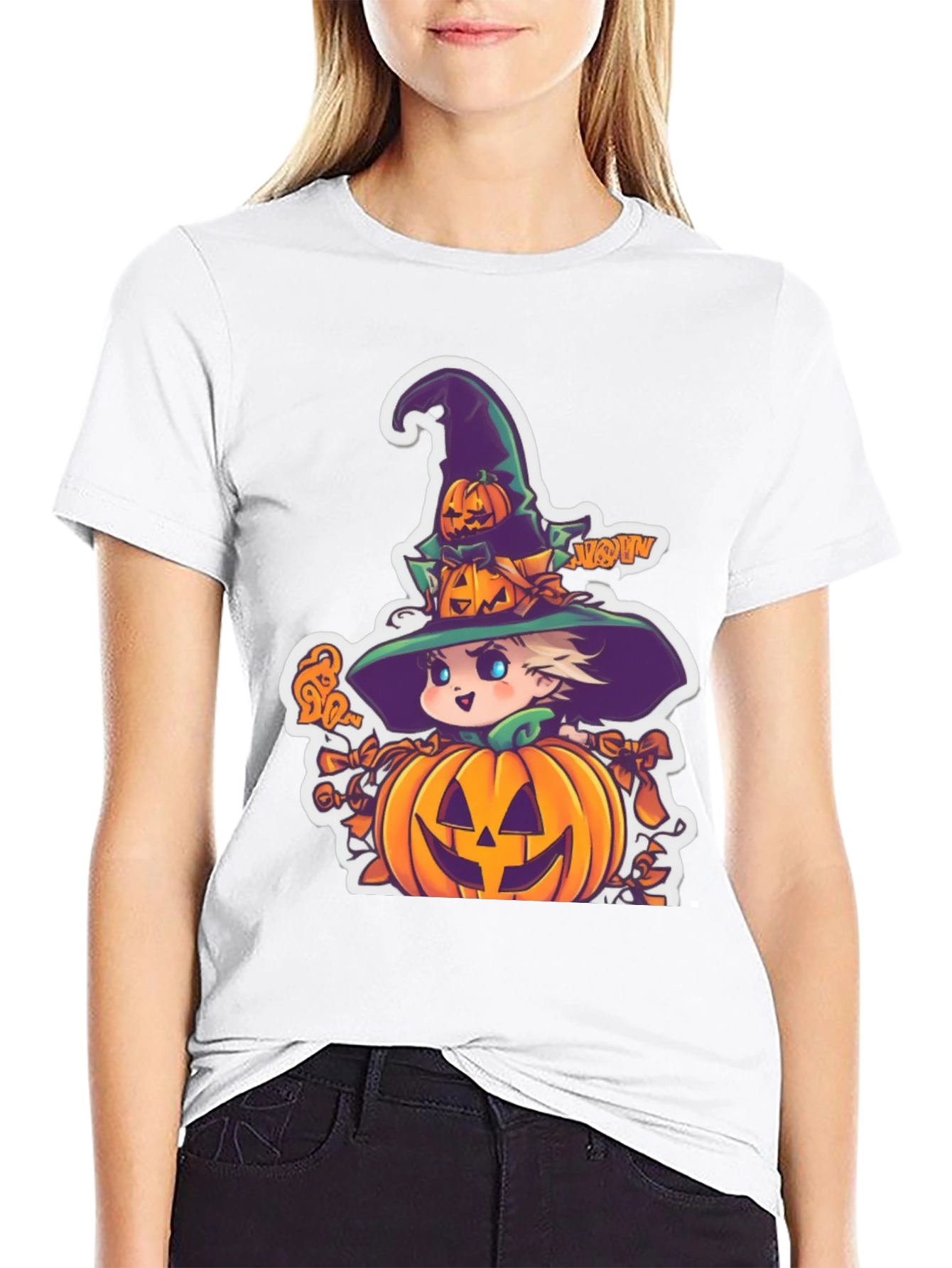 Halloween Witch Pumpkin Graphic Tee