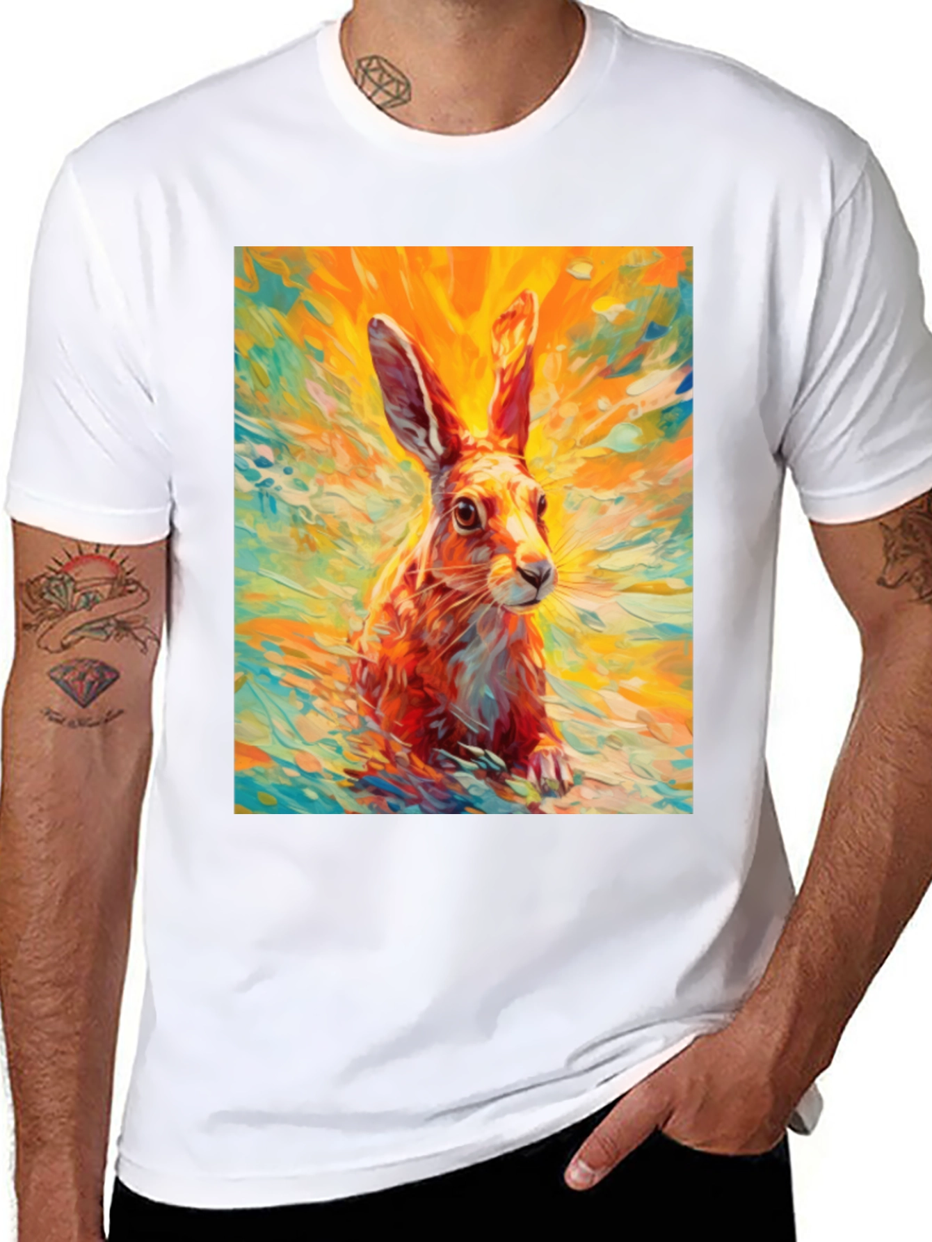 Hare Graphic T-Shirt - Artistic Rabbit Tee