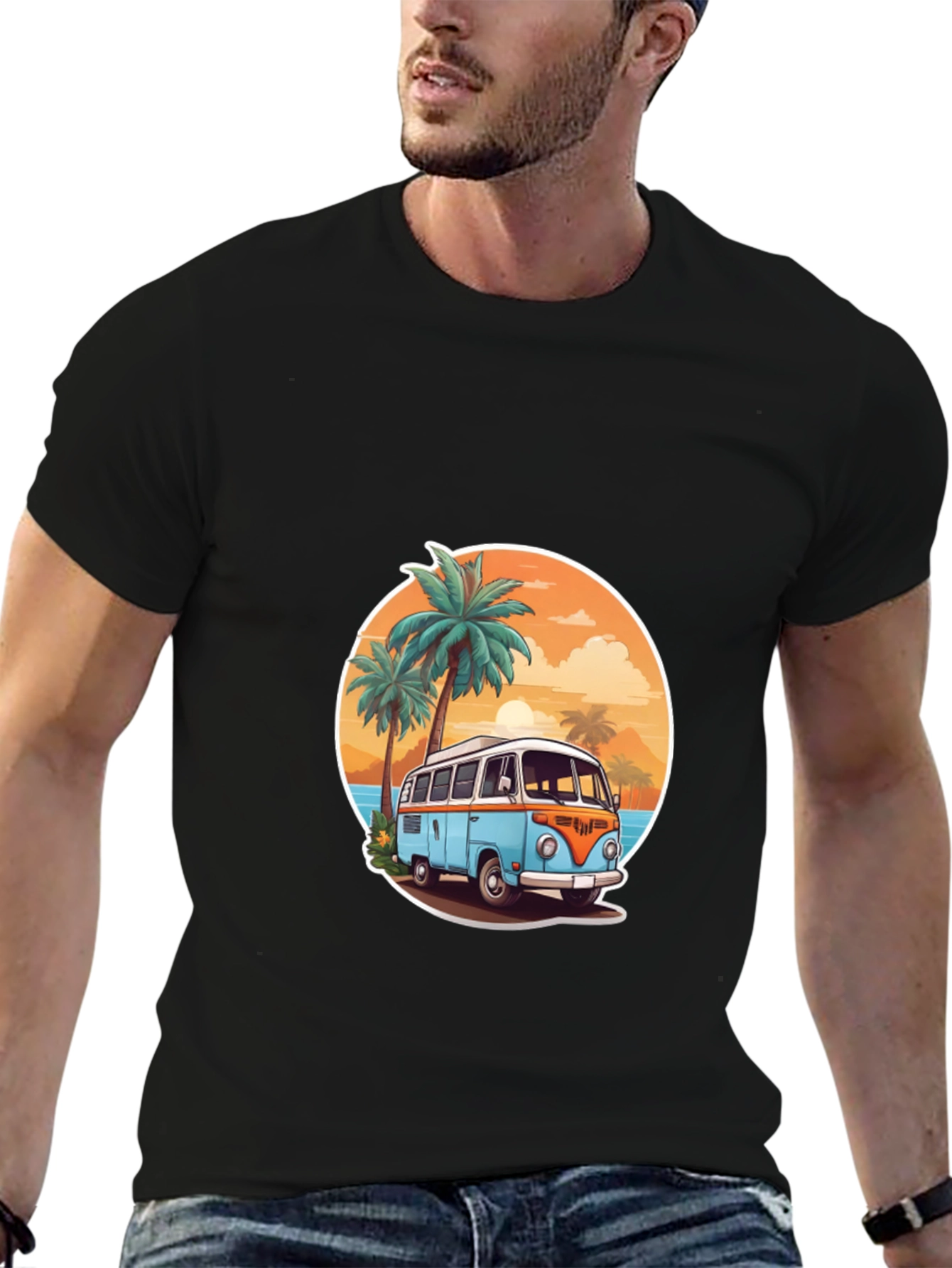 Retro Beach Van Graphic Tee - Summer Vibes T-Shirt