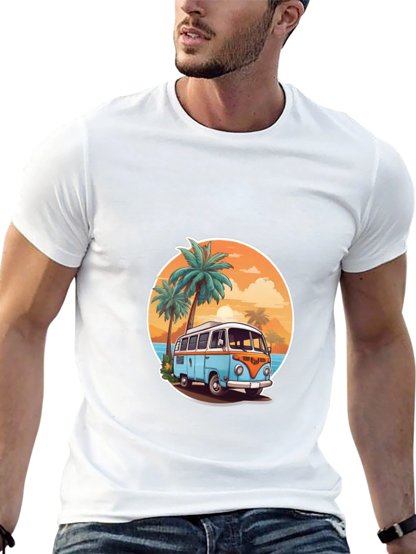 Retro Beach Van Graphic Tee - Summer Vibes T-Shirt