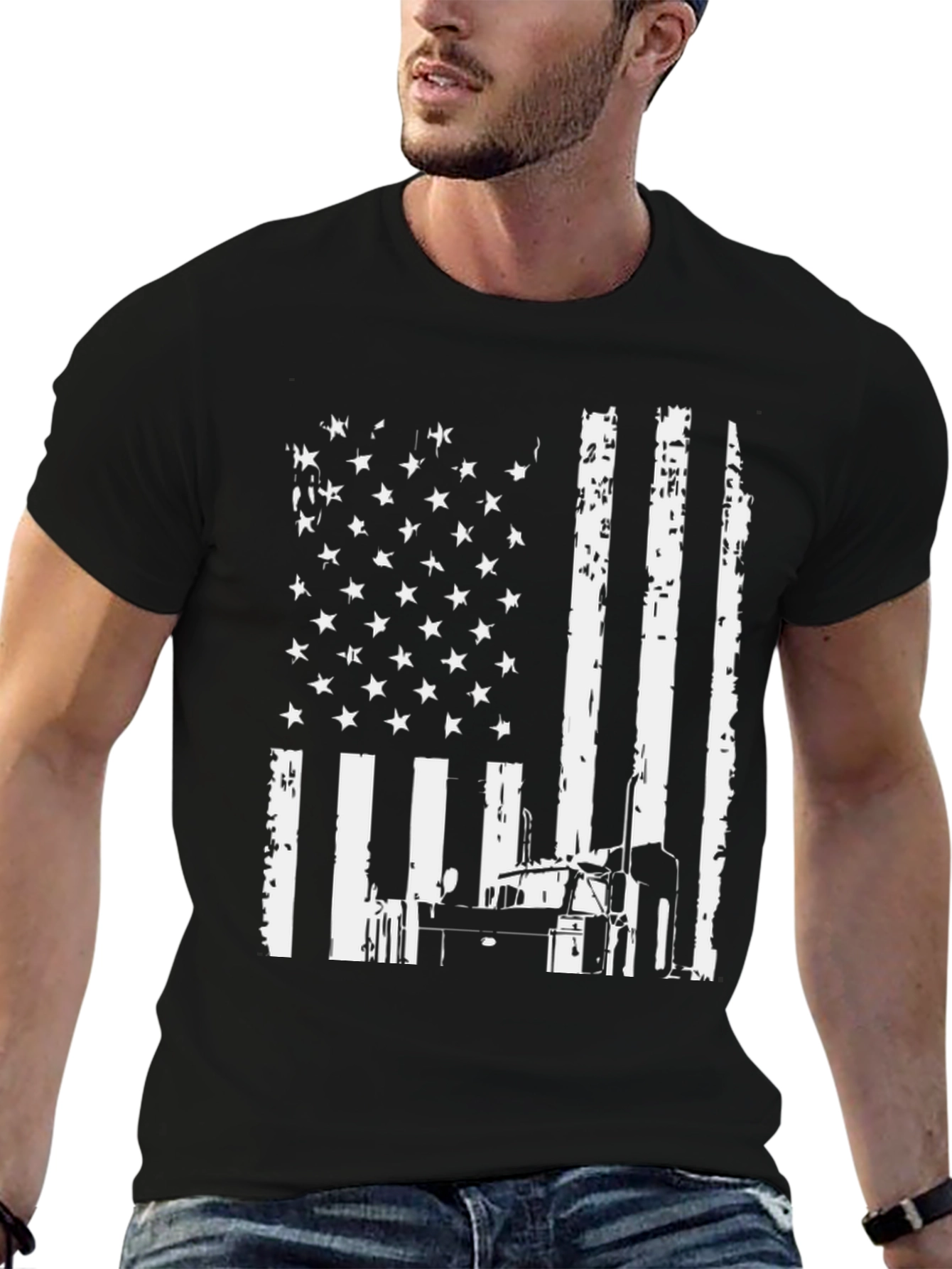American Flag Trucker T-Shirt
