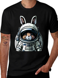 Astronaut Bunny Black T-Shirt