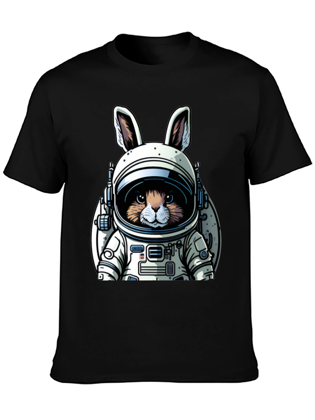 Astronaut Bunny Black T-Shirt