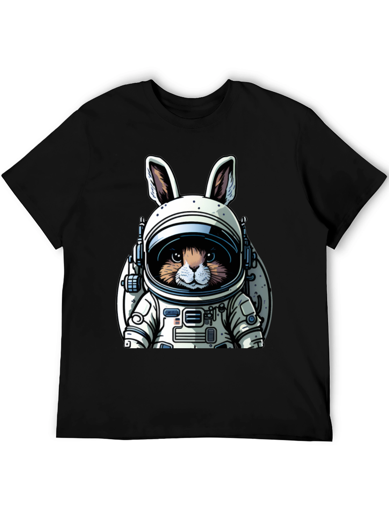 Astronaut Bunny Black T-Shirt