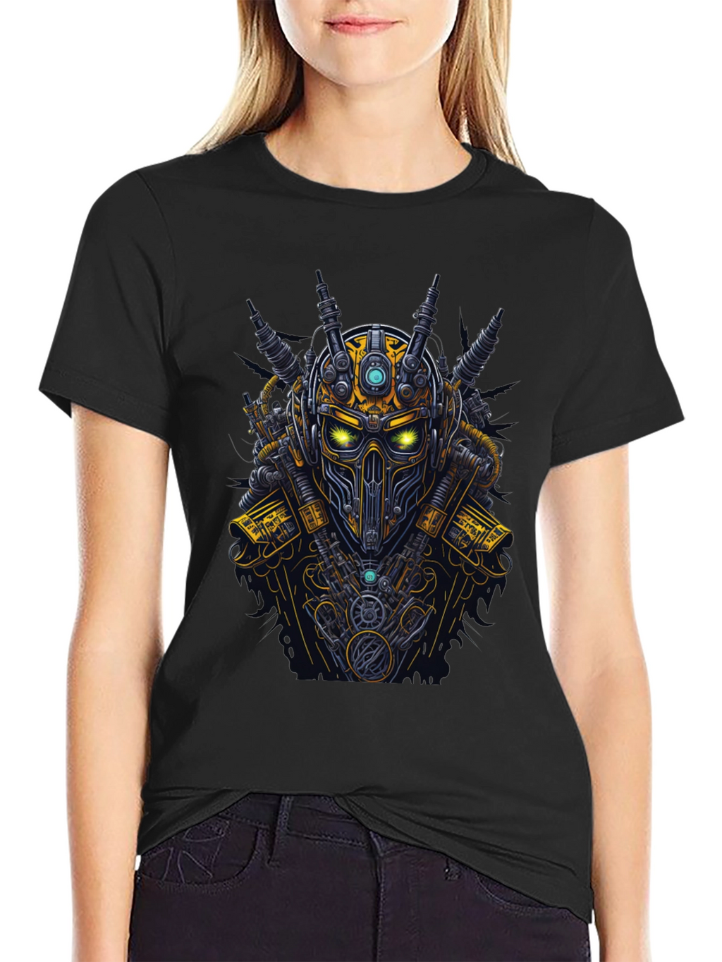 Steampunk Robot Graphic Tee - Black