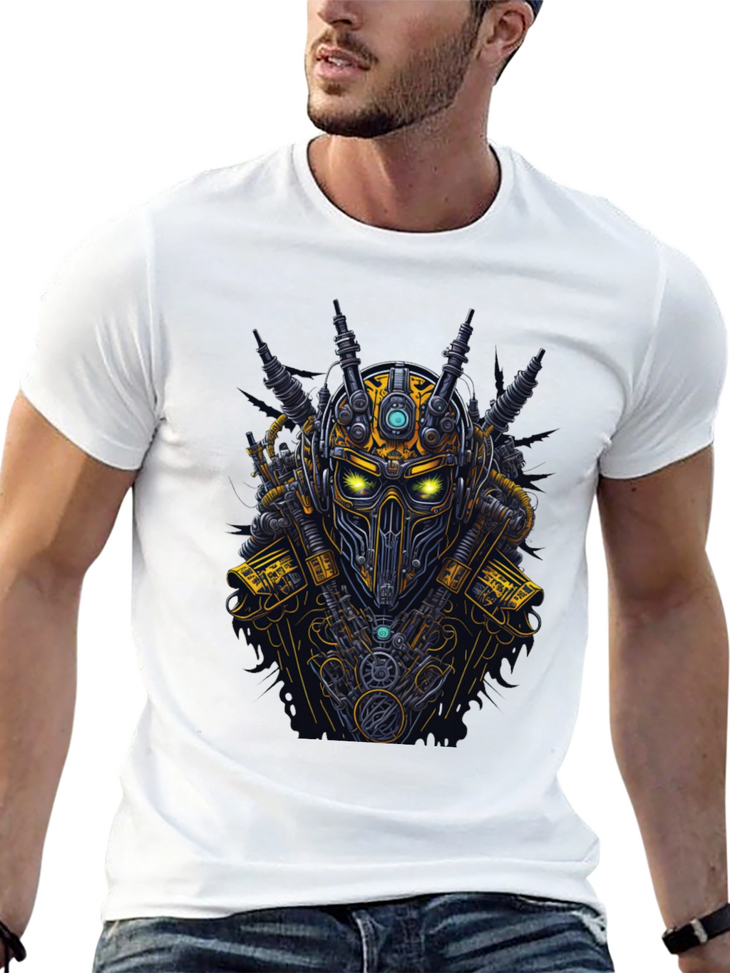 Steampunk Robot Graphic Tee - Black