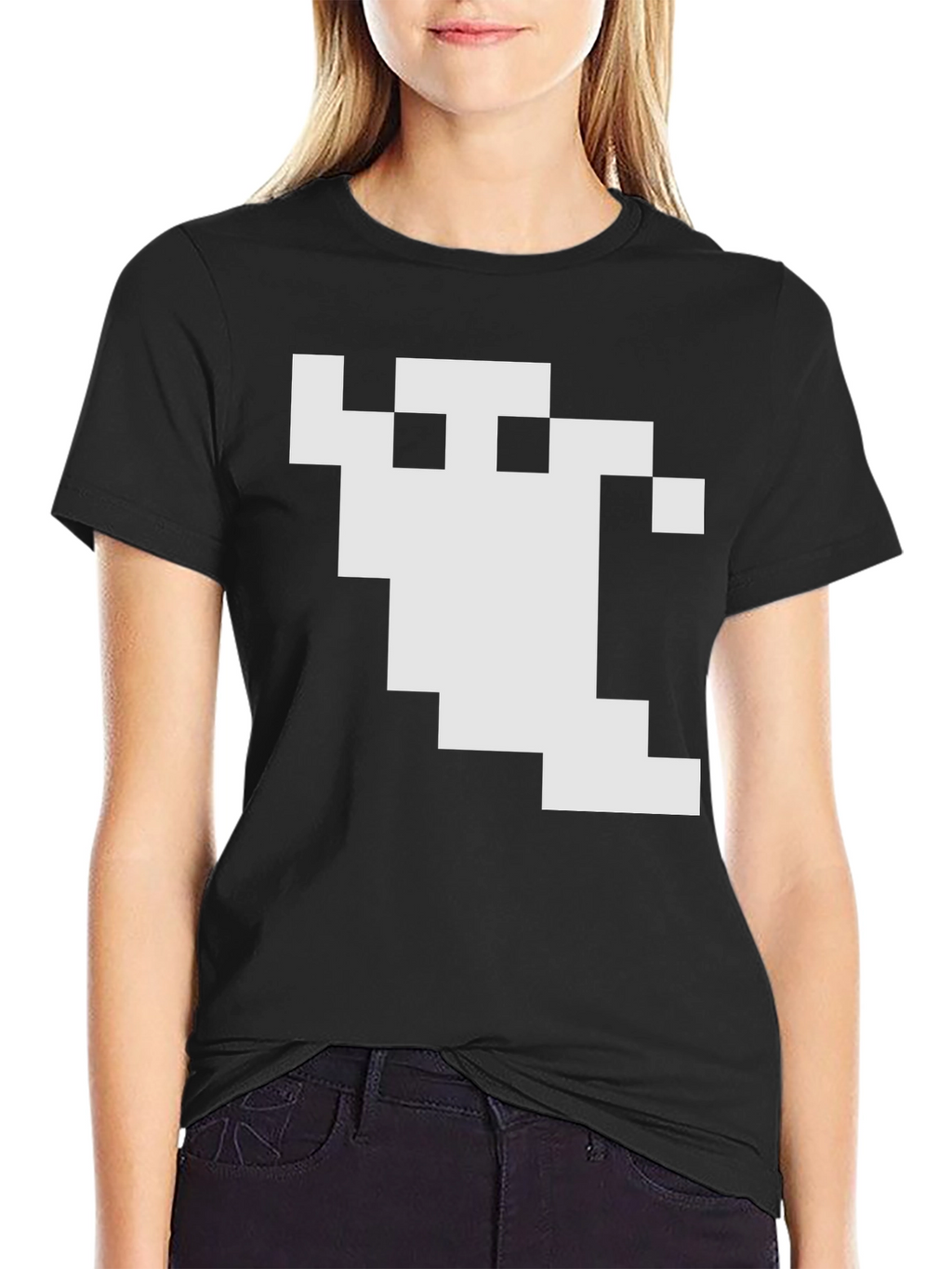 Pixel Ghost Graphic Black T-Shirt