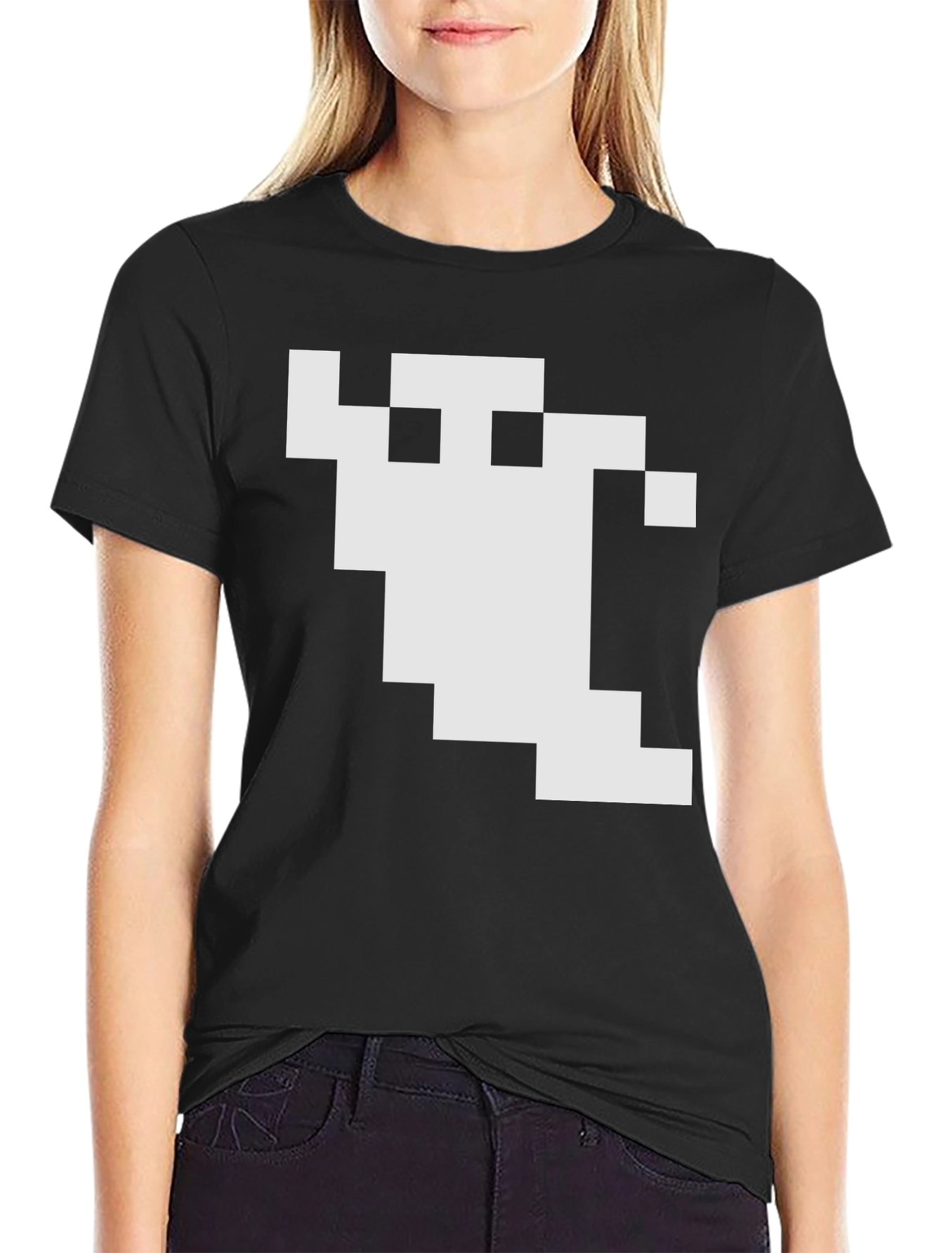 Pixel Ghost Graphic Black T-Shirt