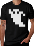 Pixel Ghost Graphic Black T-Shirt