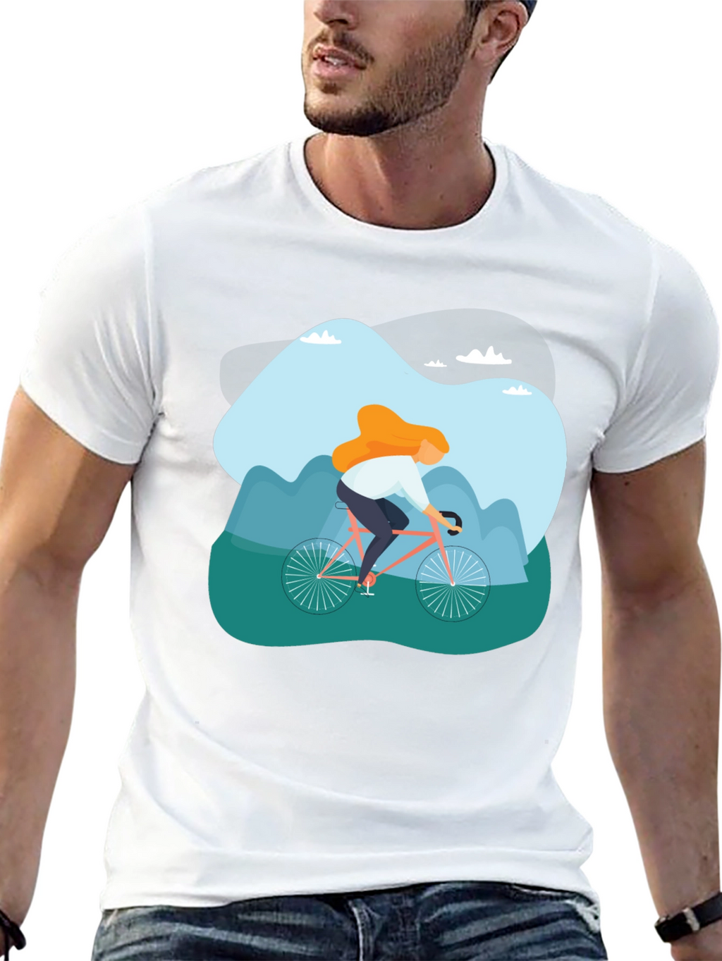 Cycling Adventure Graphic Tee - Black Cotton T-Shirt