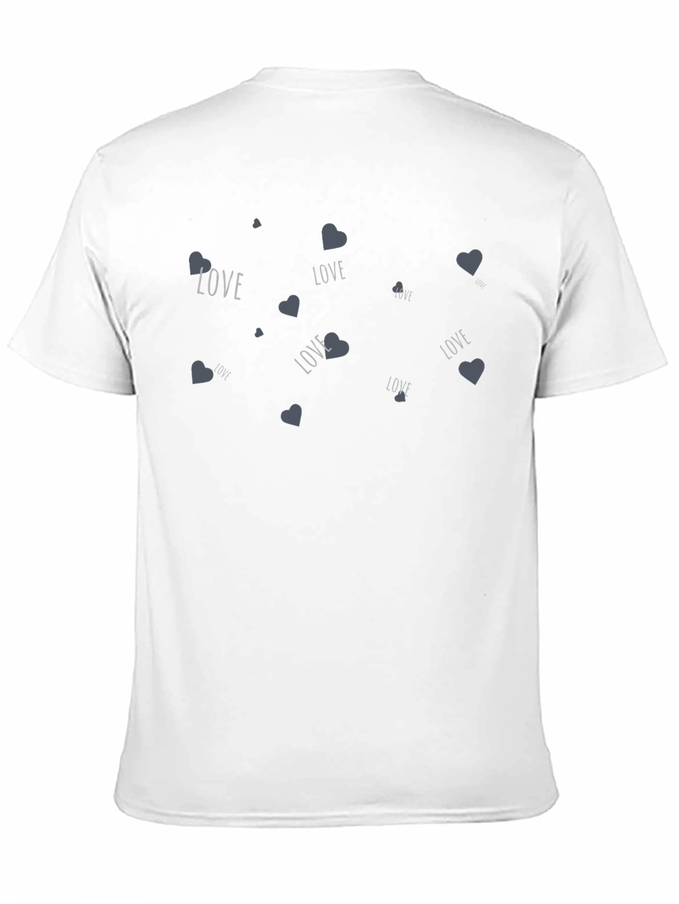 Love Heart Print Black Crew Neck T-Shirt