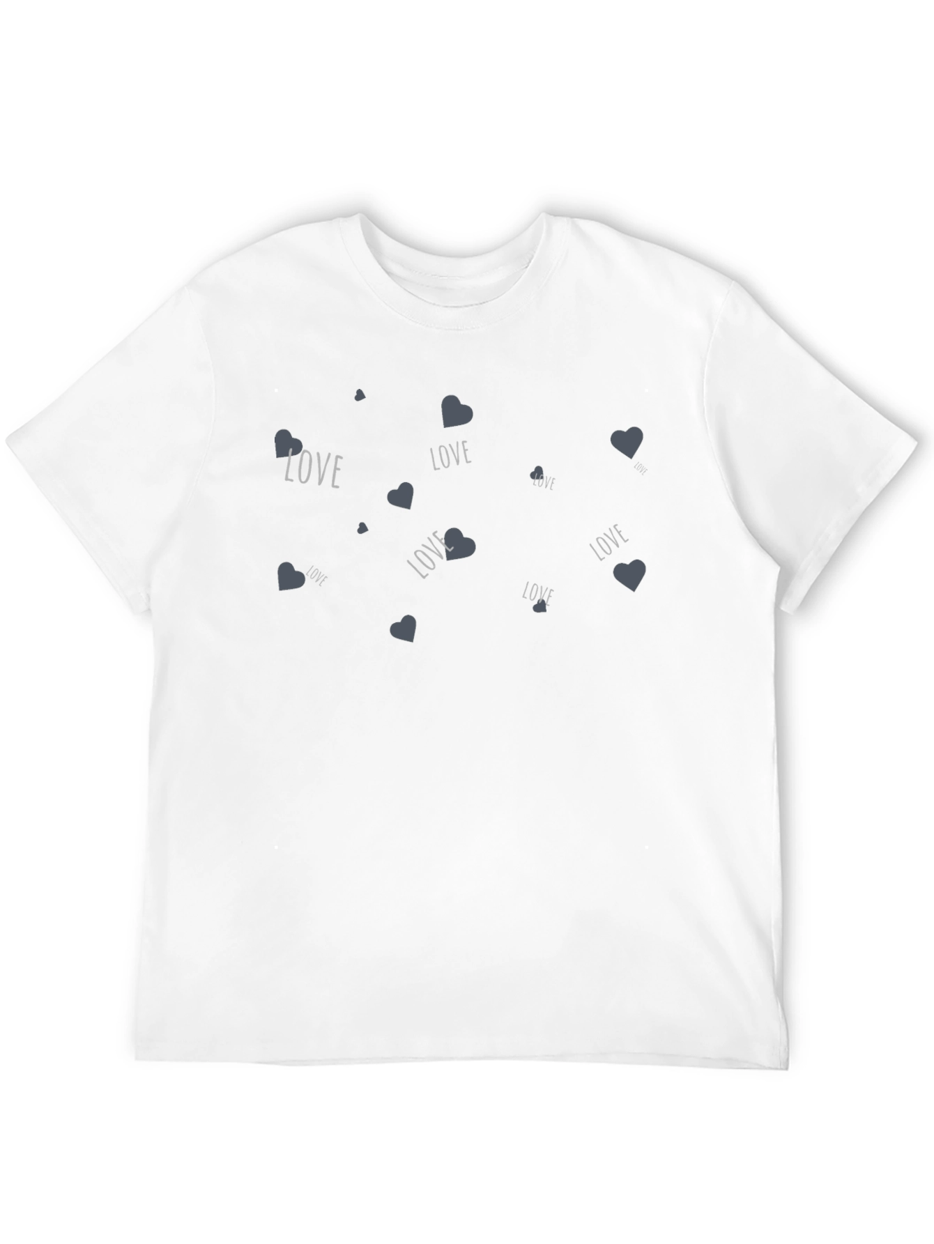 Love Heart Print Black Crew Neck T-Shirt