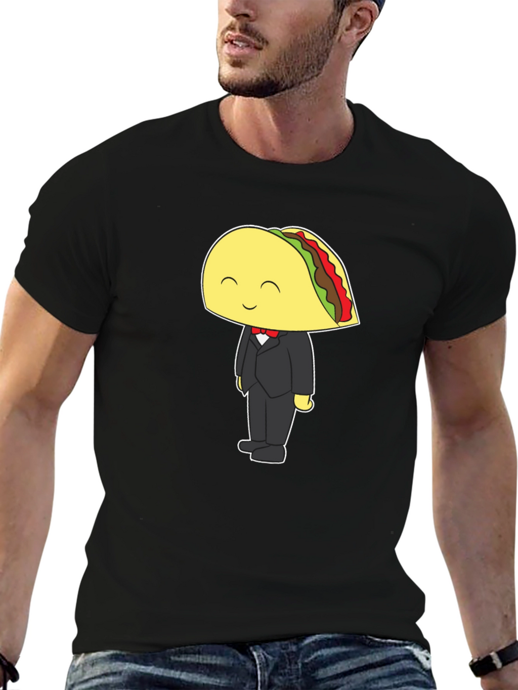 Taco Tuxedo Graphic Tee - Black Cotton T-Shirt