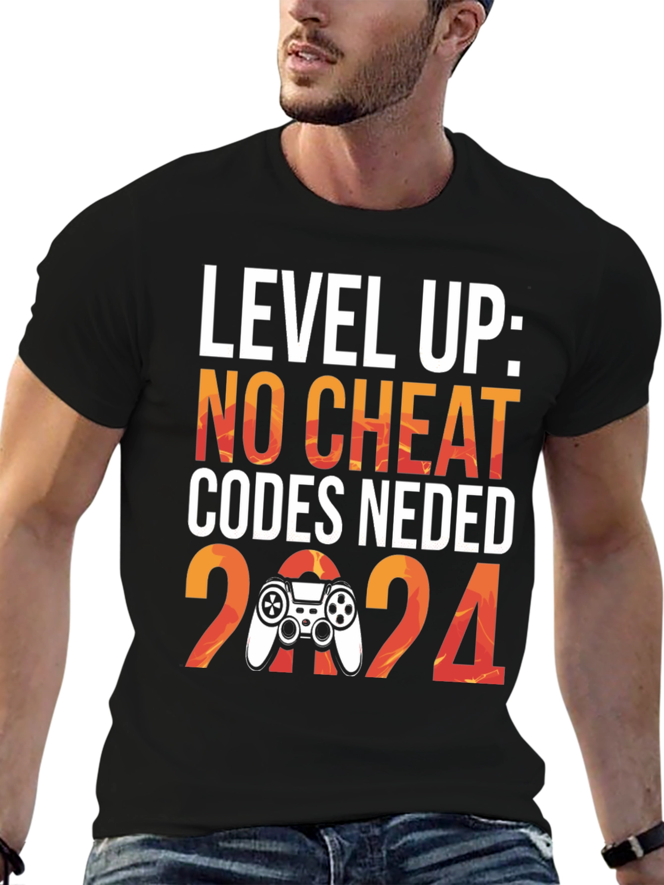 Level Up 2024 Gaming T-Shirt - No Cheat Codes Needed