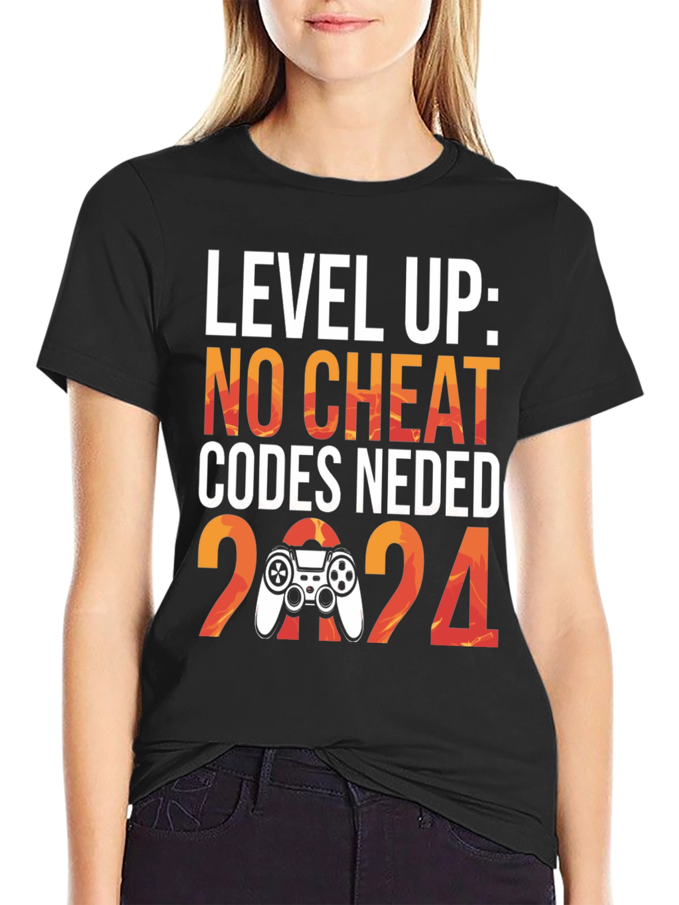 Level Up 2024 Gaming T-Shirt - No Cheat Codes Needed