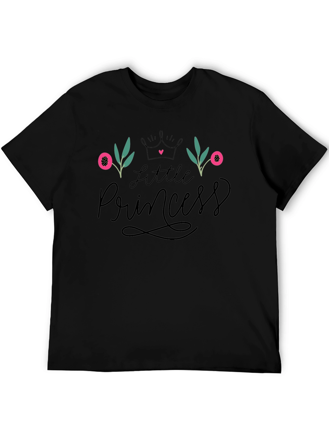 Little Princess Floral Black T-Shirt