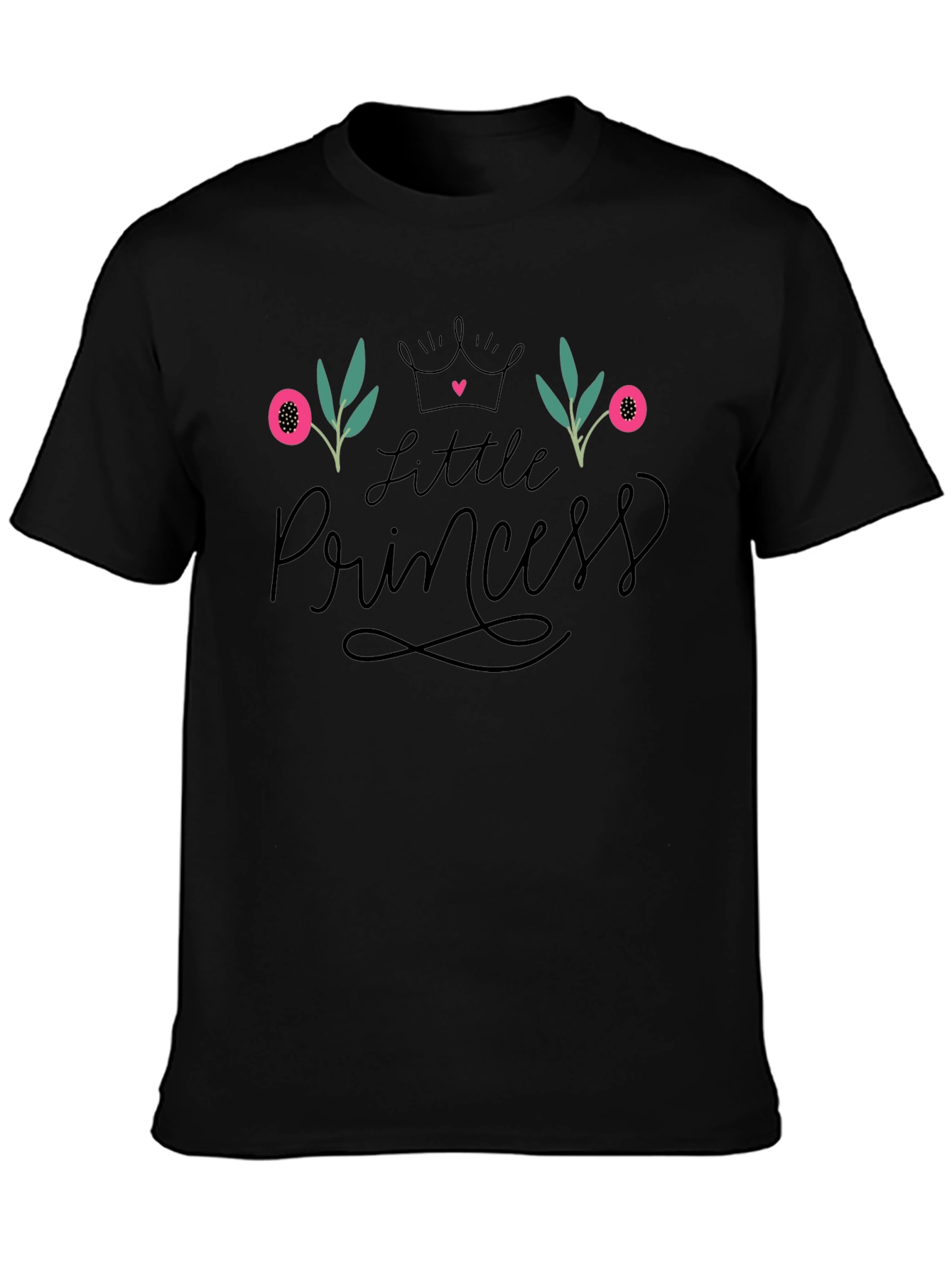 Little Princess Floral Black T-Shirt