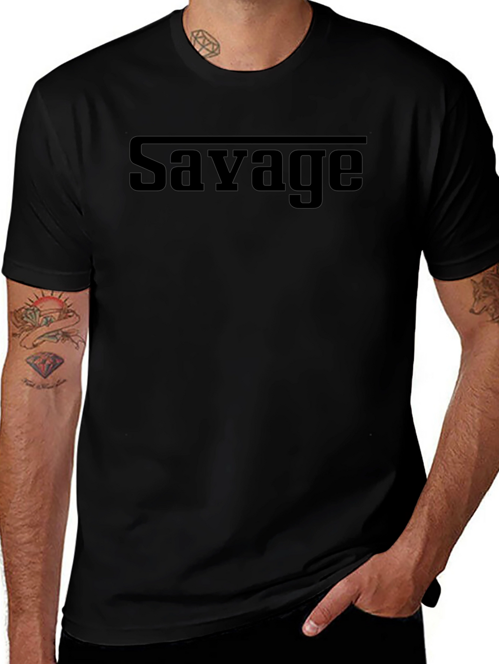 Savage Graphic Tee - Black Cotton Blend T-Shirt