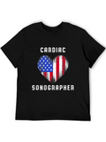 Cardiac Sonographer American Flag Heart T-Shirt