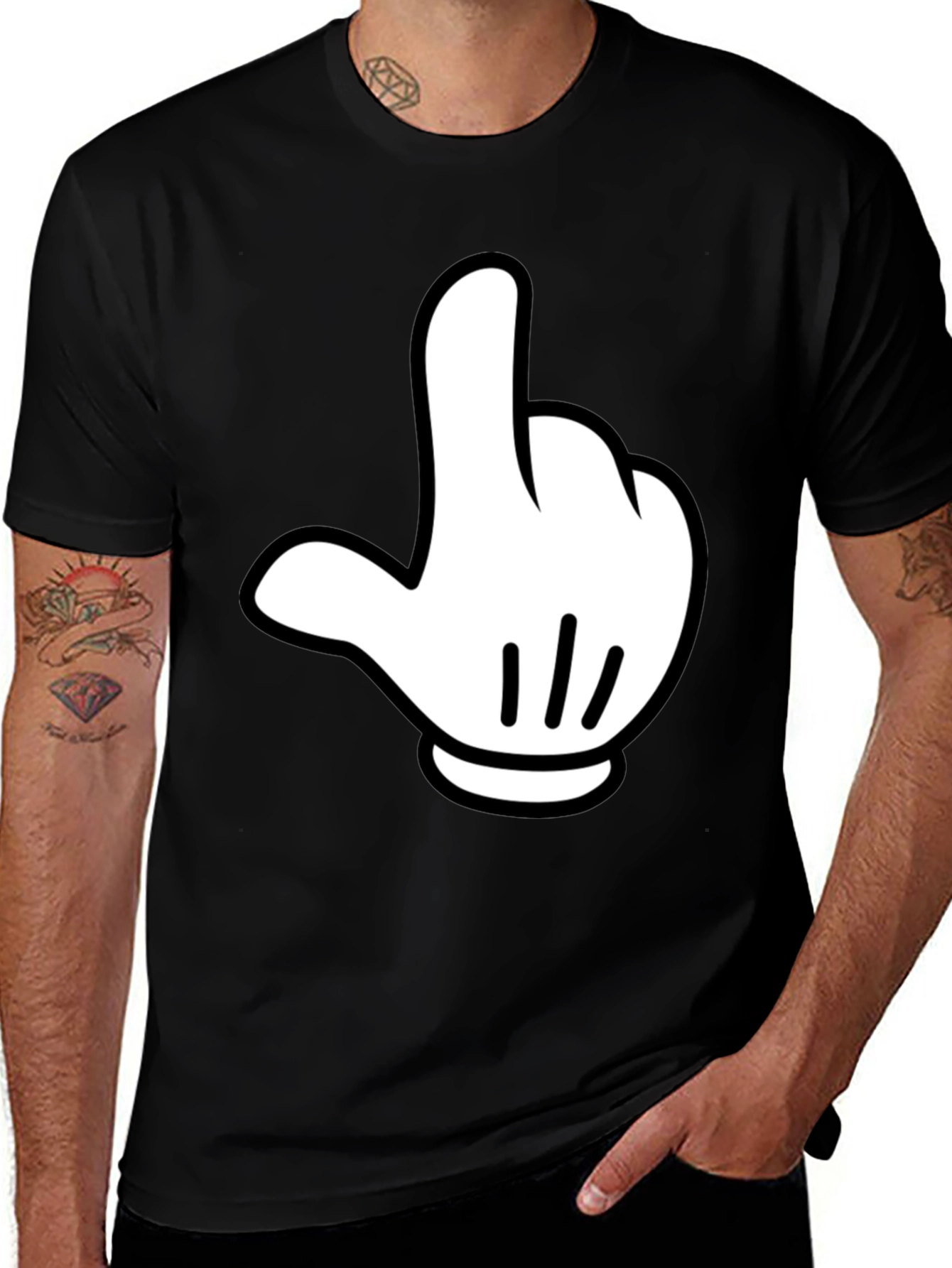 Mickey Mouse Inspired Funny Graphic Tee - Black Cotton Shirt