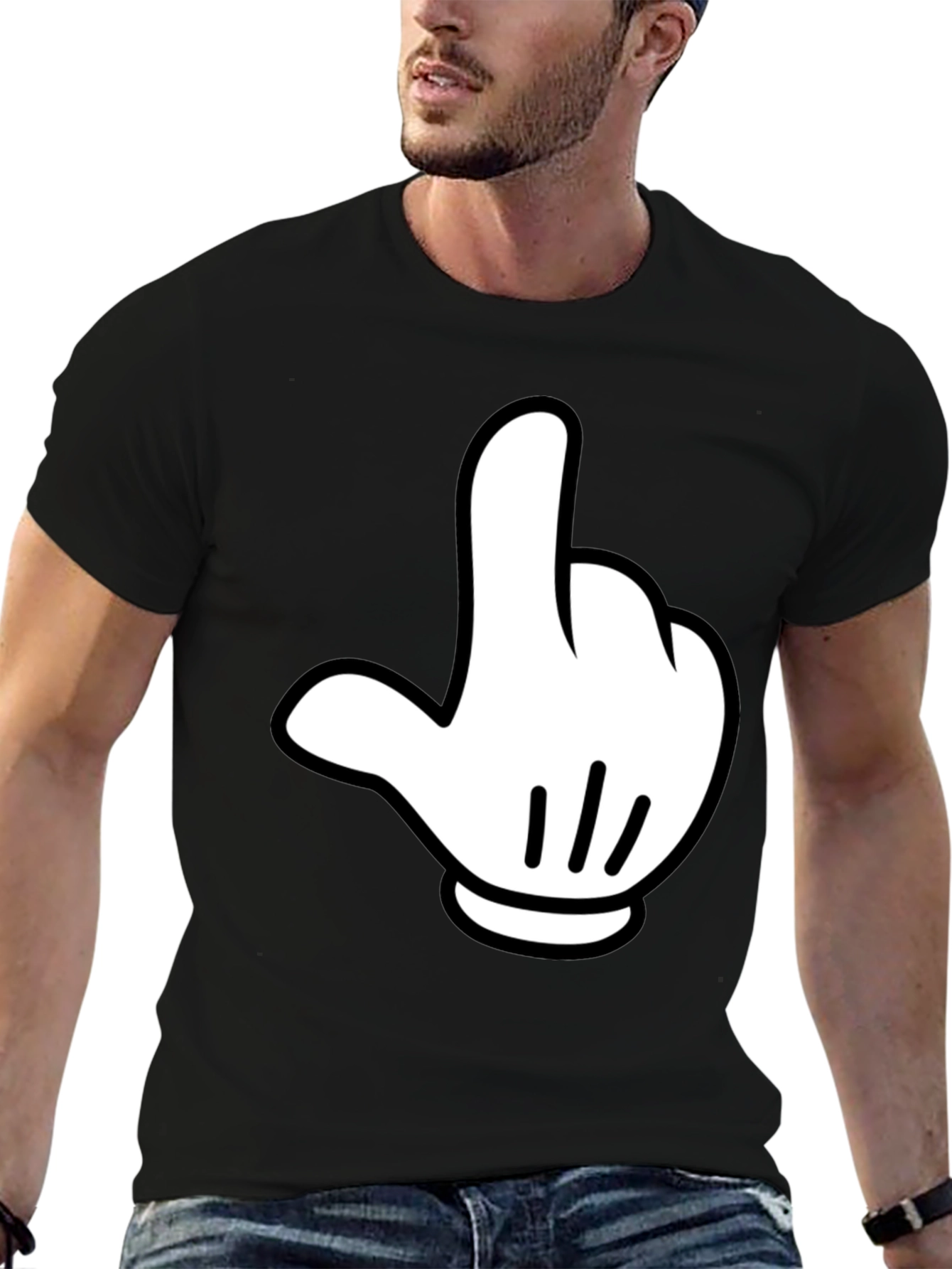 Mickey Mouse Inspired Funny Graphic Tee - Black Cotton Shirt