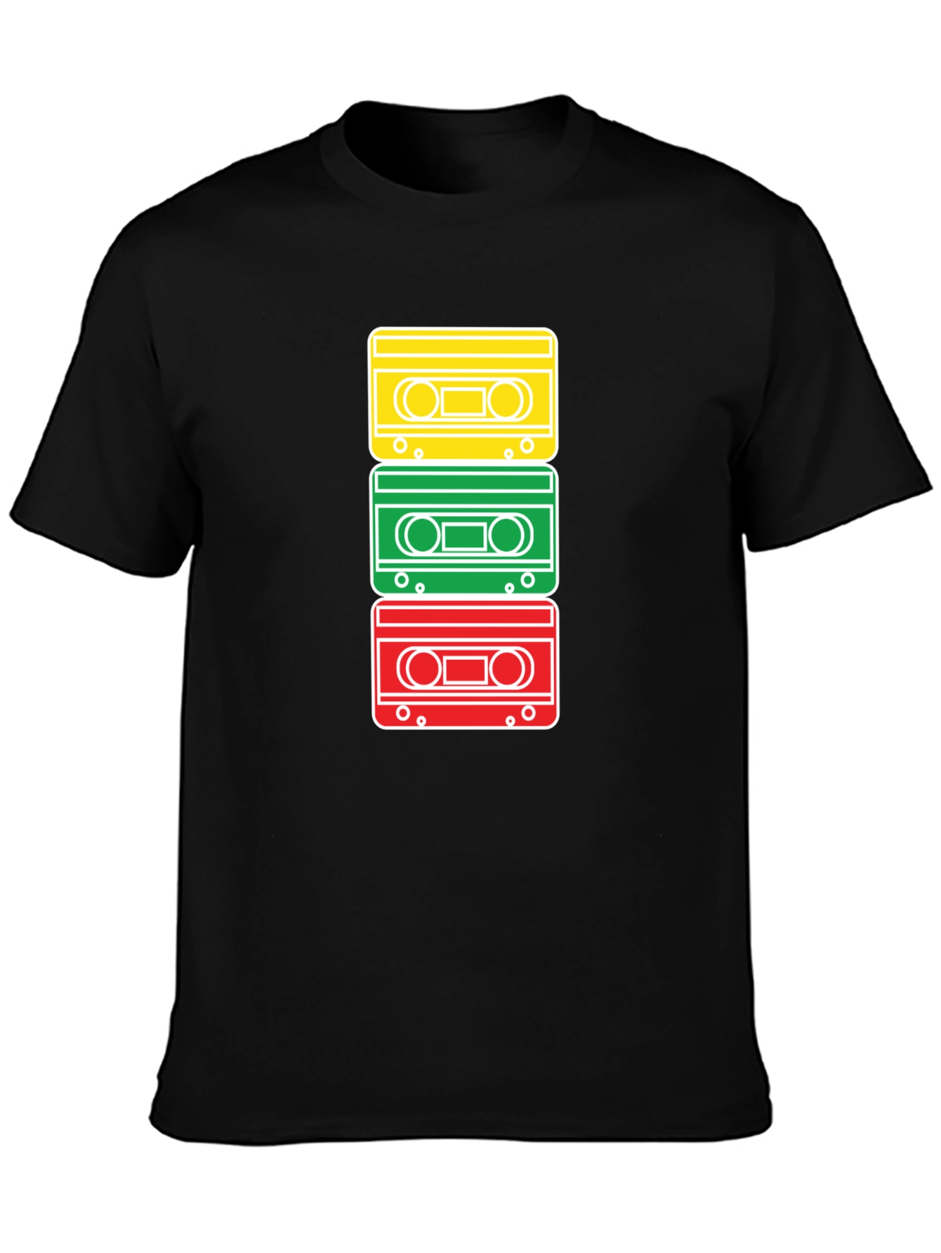 Retro Cassette Tape Stack Graphic T-Shirt