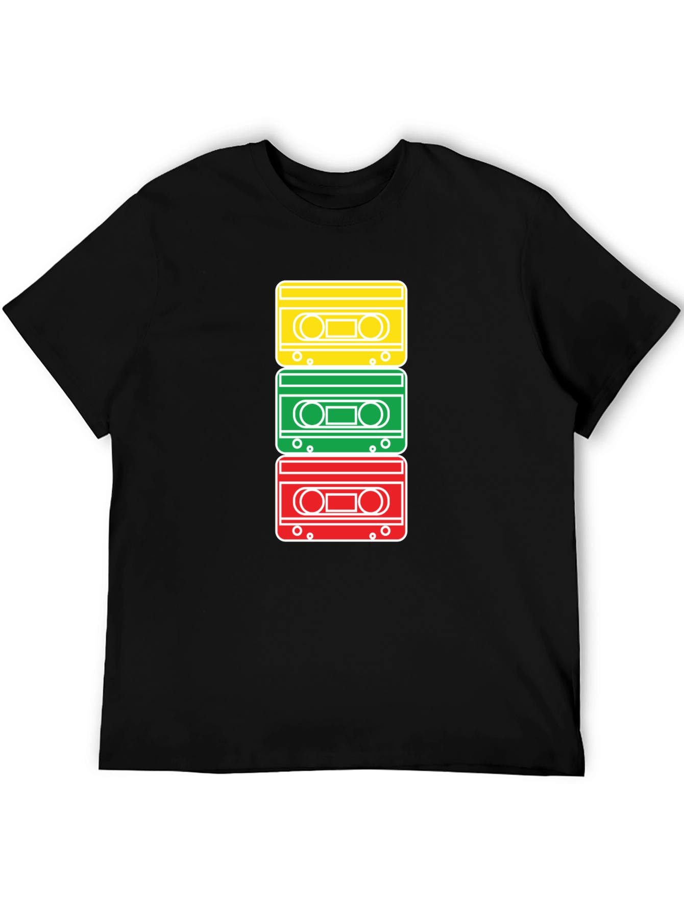 Retro Cassette Tape Stack Graphic T-Shirt