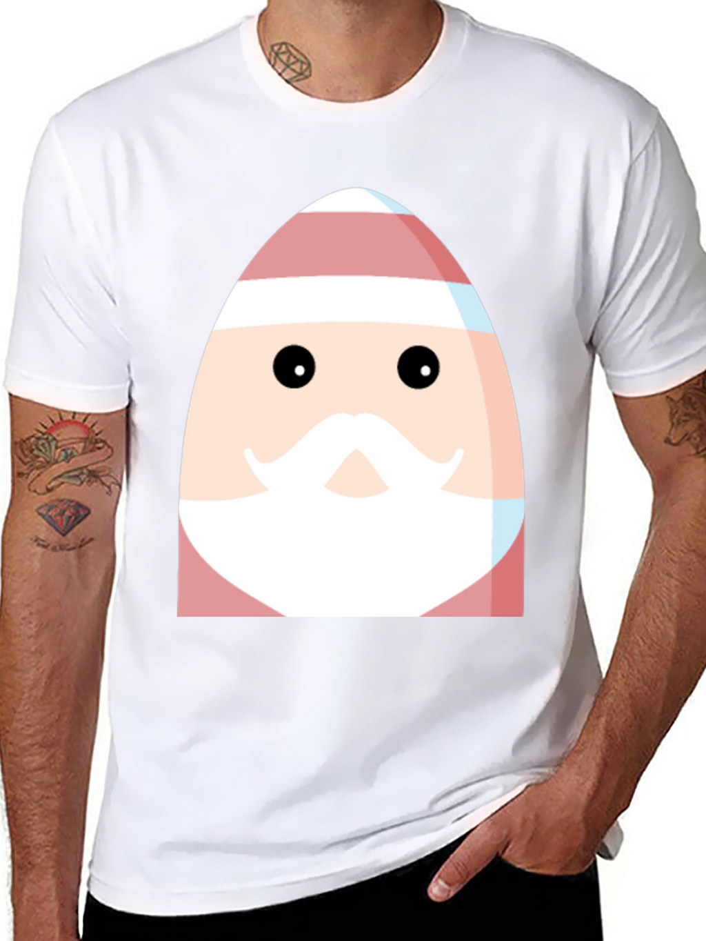 Festive Santa Egg Graphic Tee - Holiday Cheer