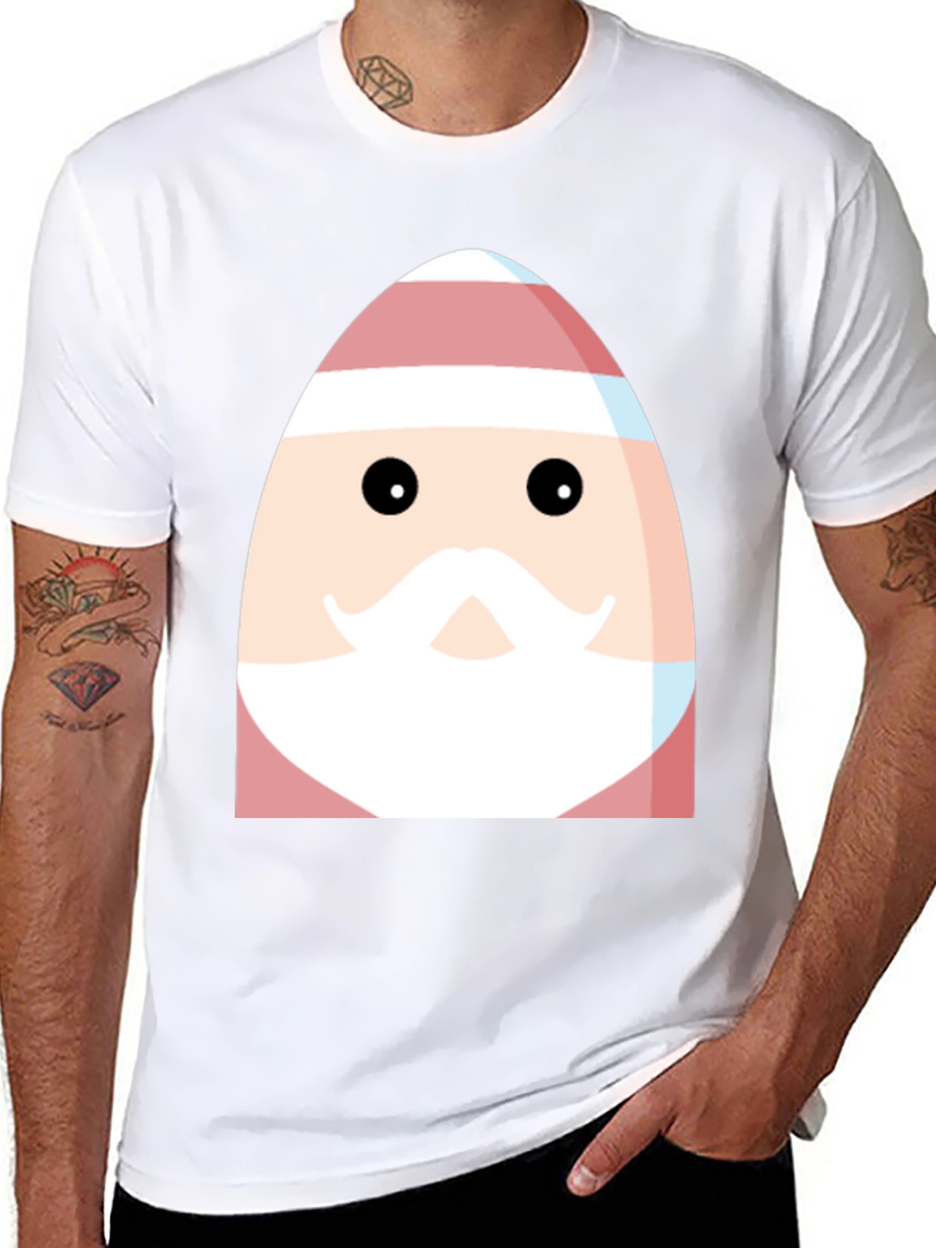Festive Santa Egg Graphic Tee - Holiday Cheer