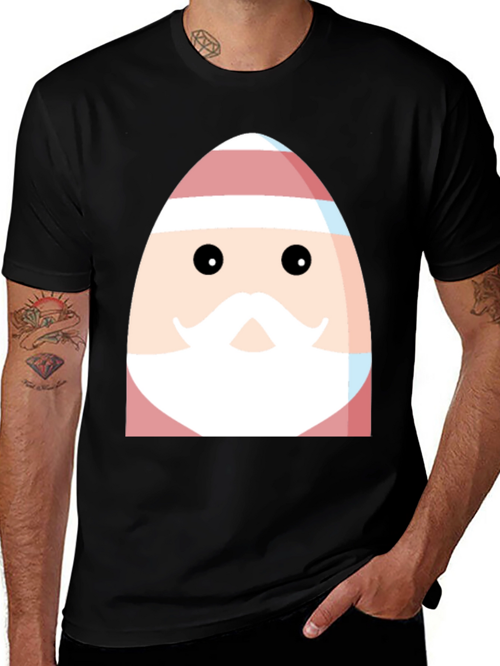 Festive Santa Egg Graphic Tee - Holiday Cheer