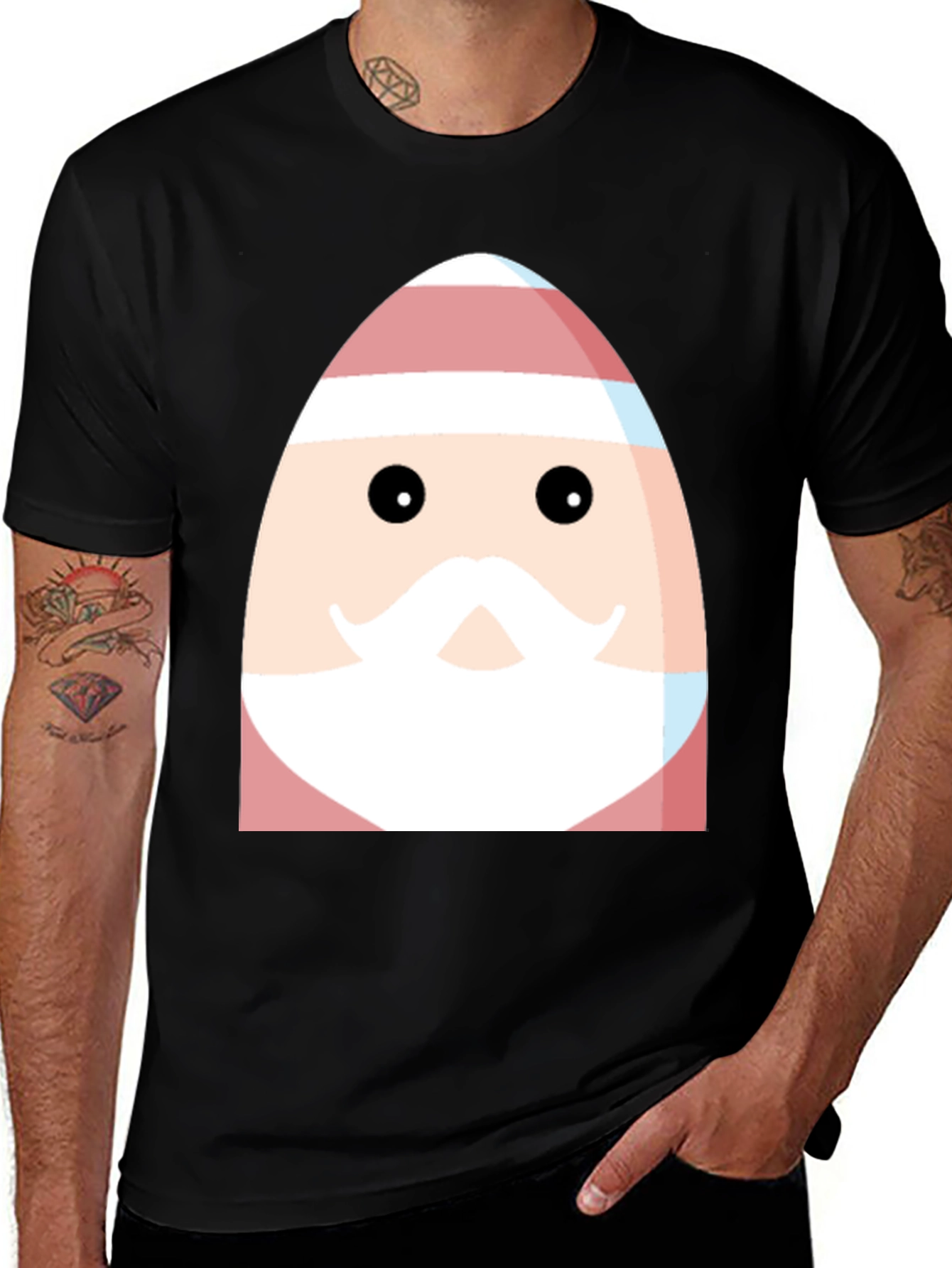 Festive Santa Egg Graphic Tee - Holiday Cheer