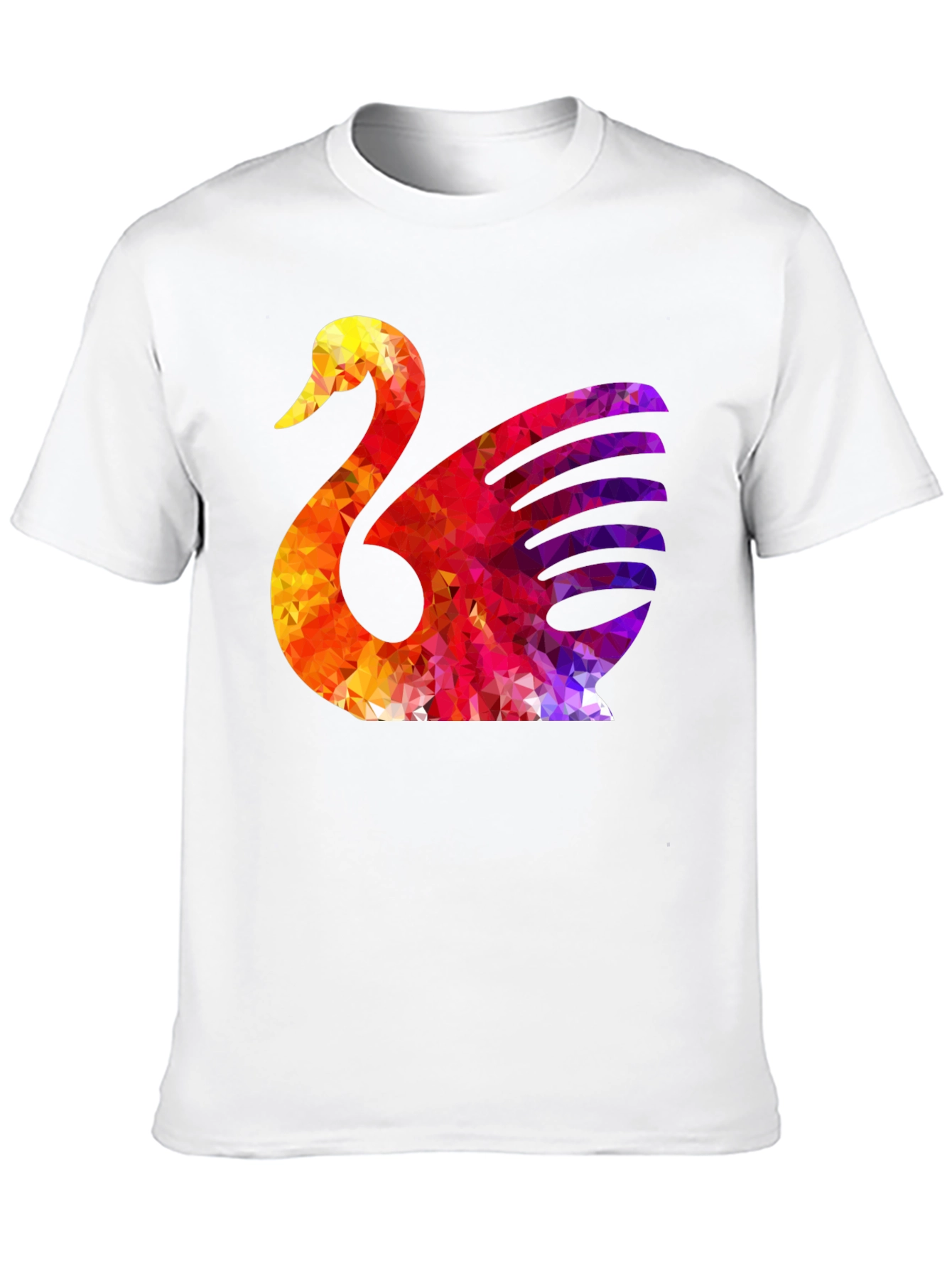 Abstract Swan Graphic Print Black T-Shirt
