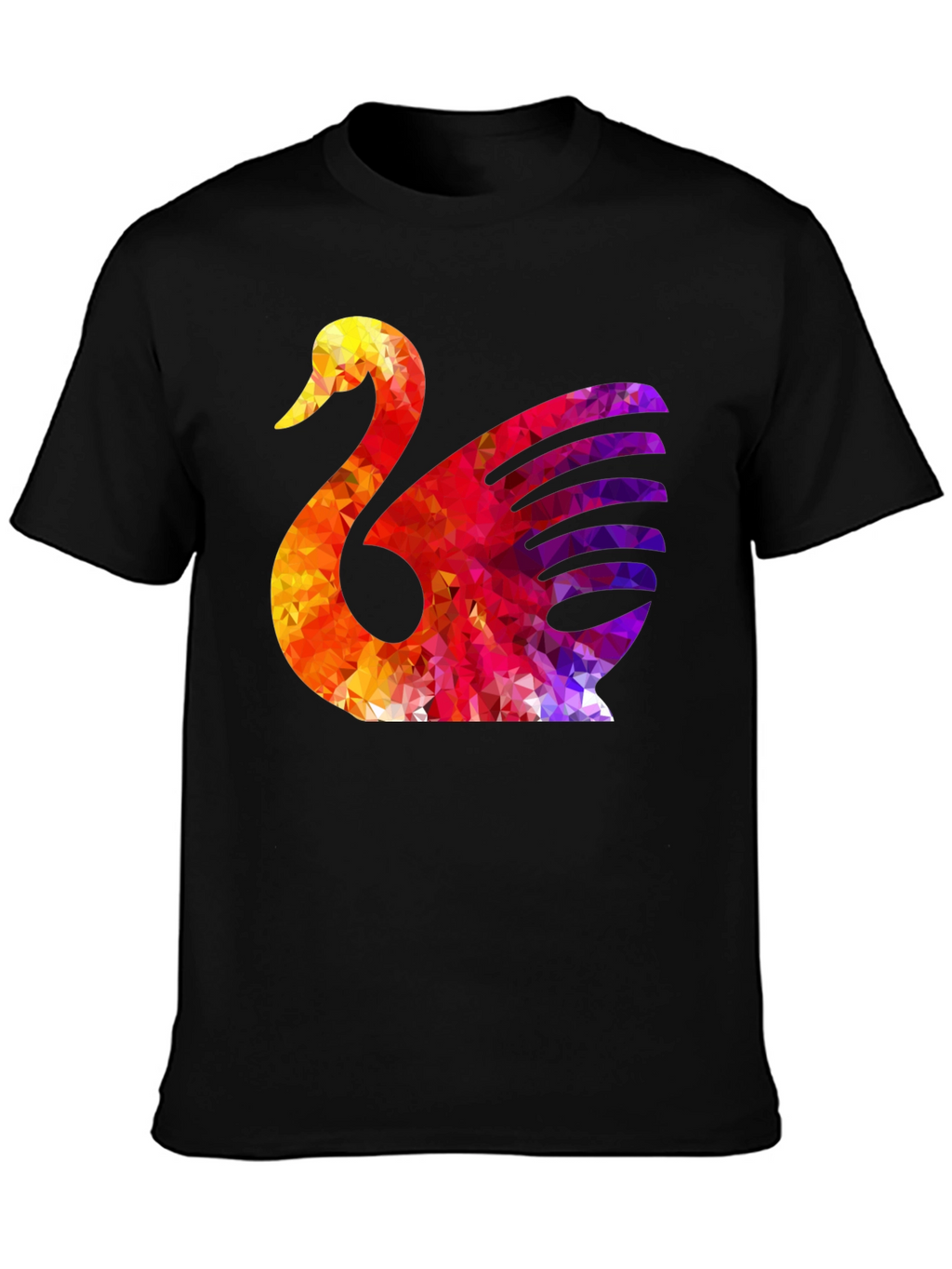 Abstract Swan Graphic Print Black T-Shirt