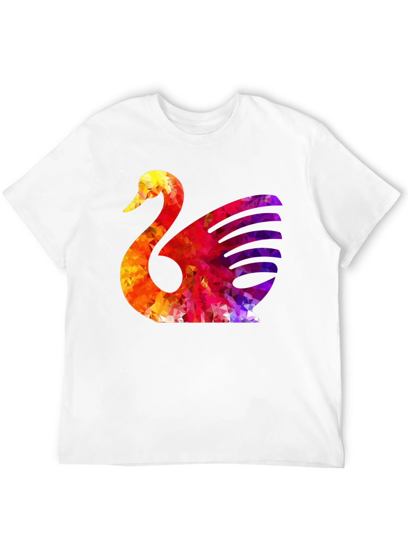 Abstract Swan Graphic Print Black T-Shirt