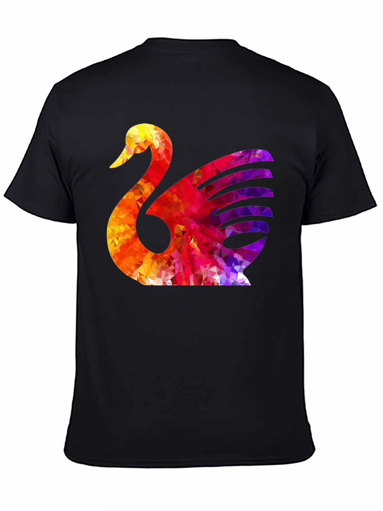 Abstract Swan Graphic Print Black T-Shirt