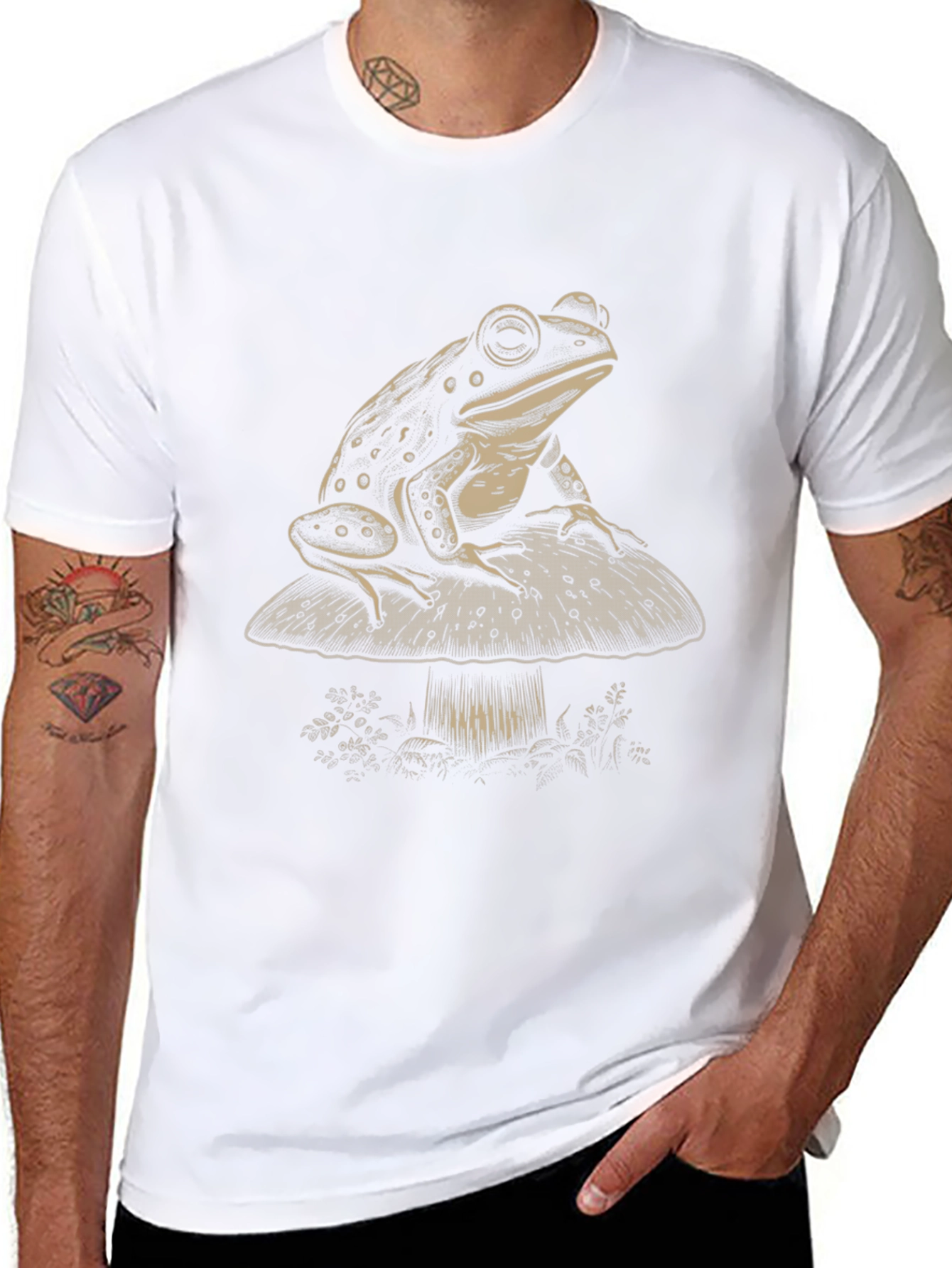 Frog on Mushroom Graphic Tee - Unisex