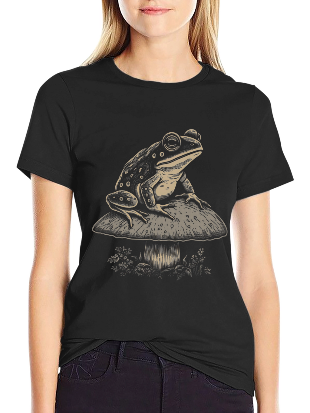 Frog on Mushroom Graphic Tee - Unisex