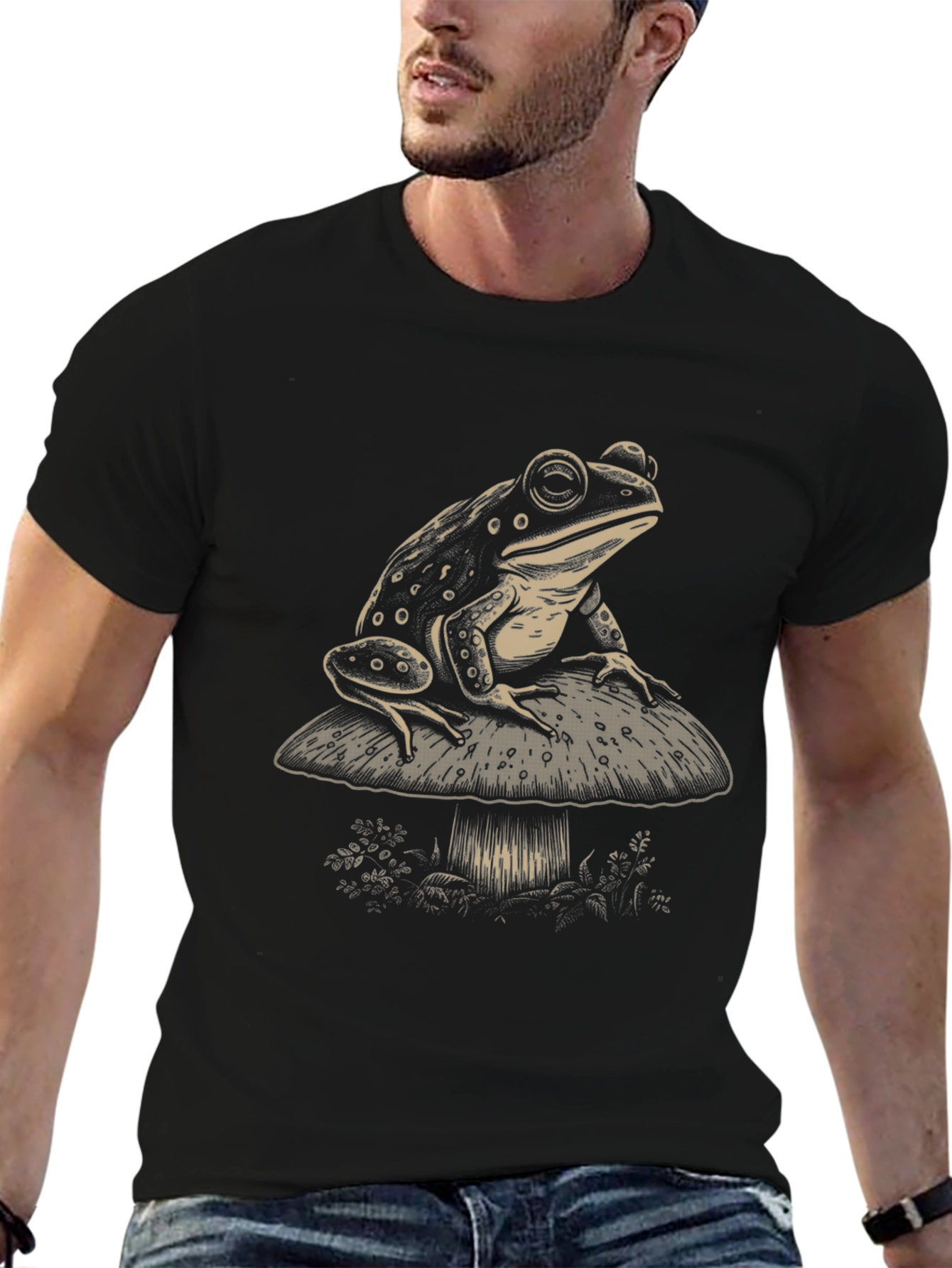 Frog on Mushroom Graphic Tee - Unisex