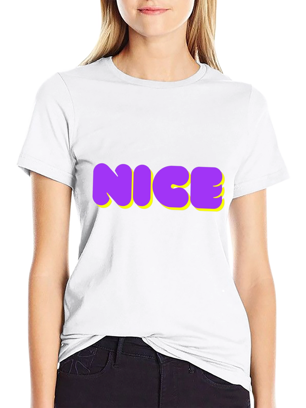 NICE Graphic Tee - Bold Purple & Yellow Design