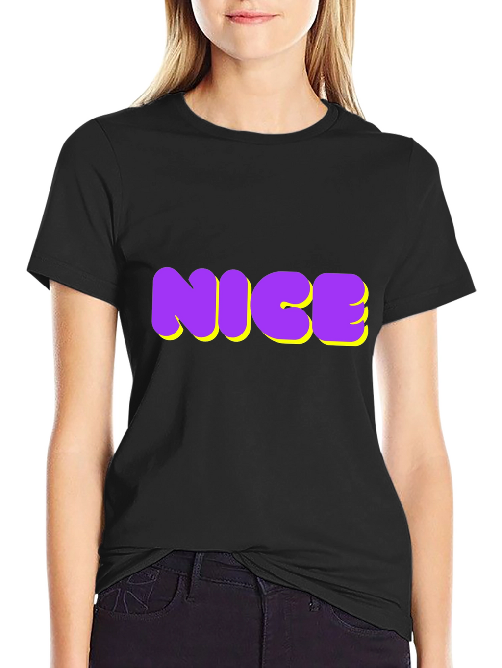NICE Graphic Tee - Bold Purple & Yellow Design