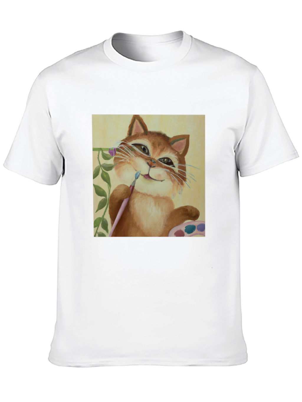 Cat Artist T-Shirt - Whimsical Painter Tee