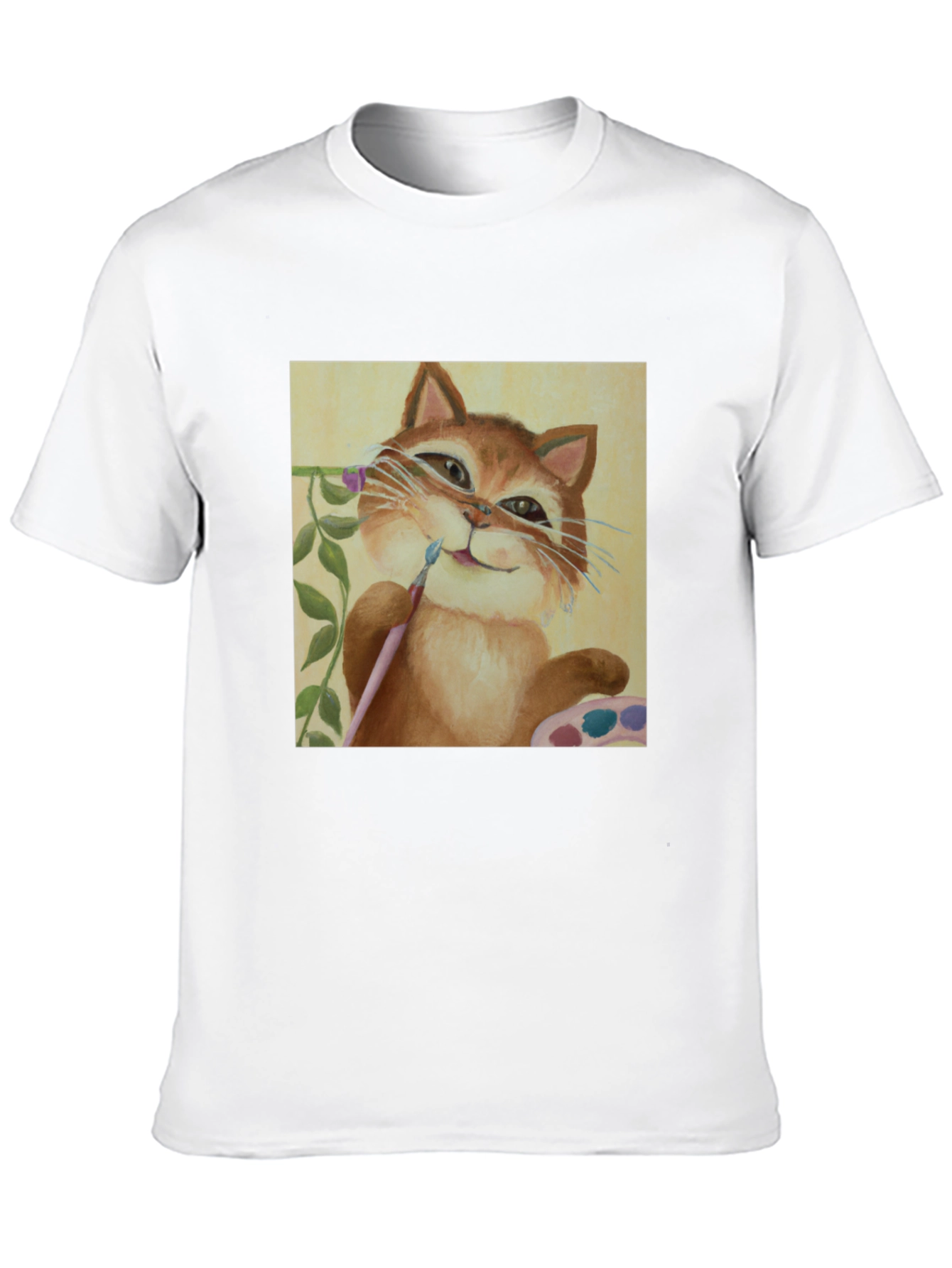 Cat Artist T-Shirt - Whimsical Painter Tee