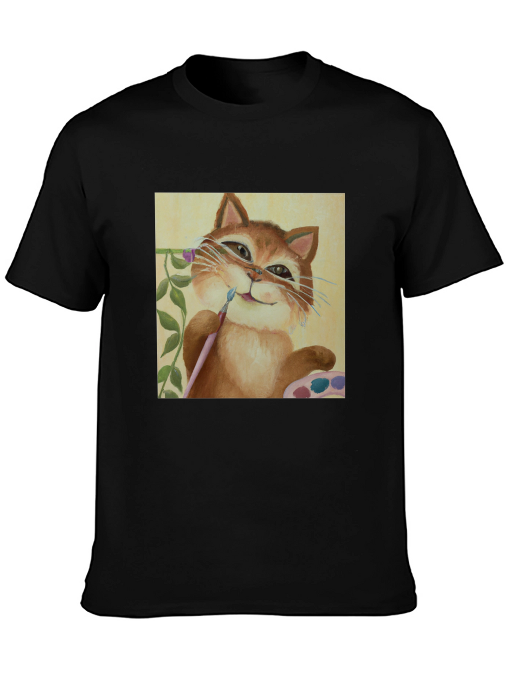 Cat Artist T-Shirt - Whimsical Painter Tee
