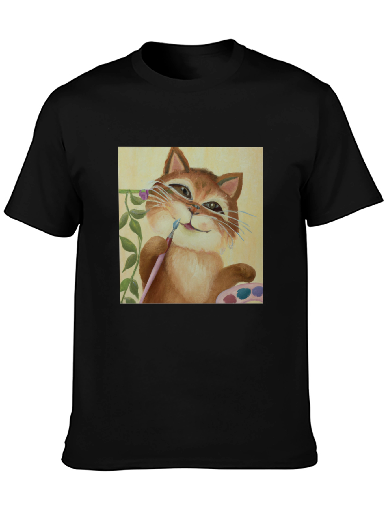 Cat Artist T-Shirt - Whimsical Painter Tee