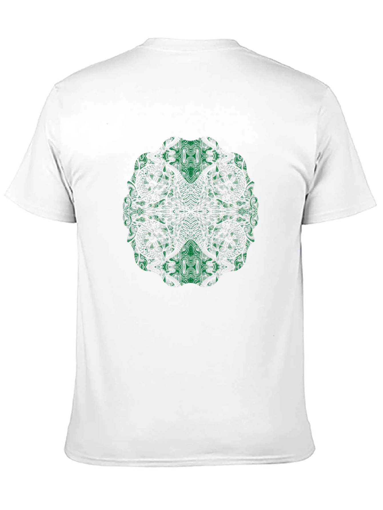 Abstract Green Print Black T-Shirt