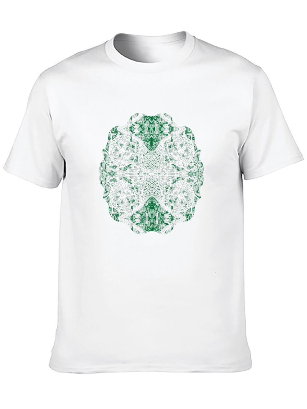 Abstract Green Print Black T-Shirt