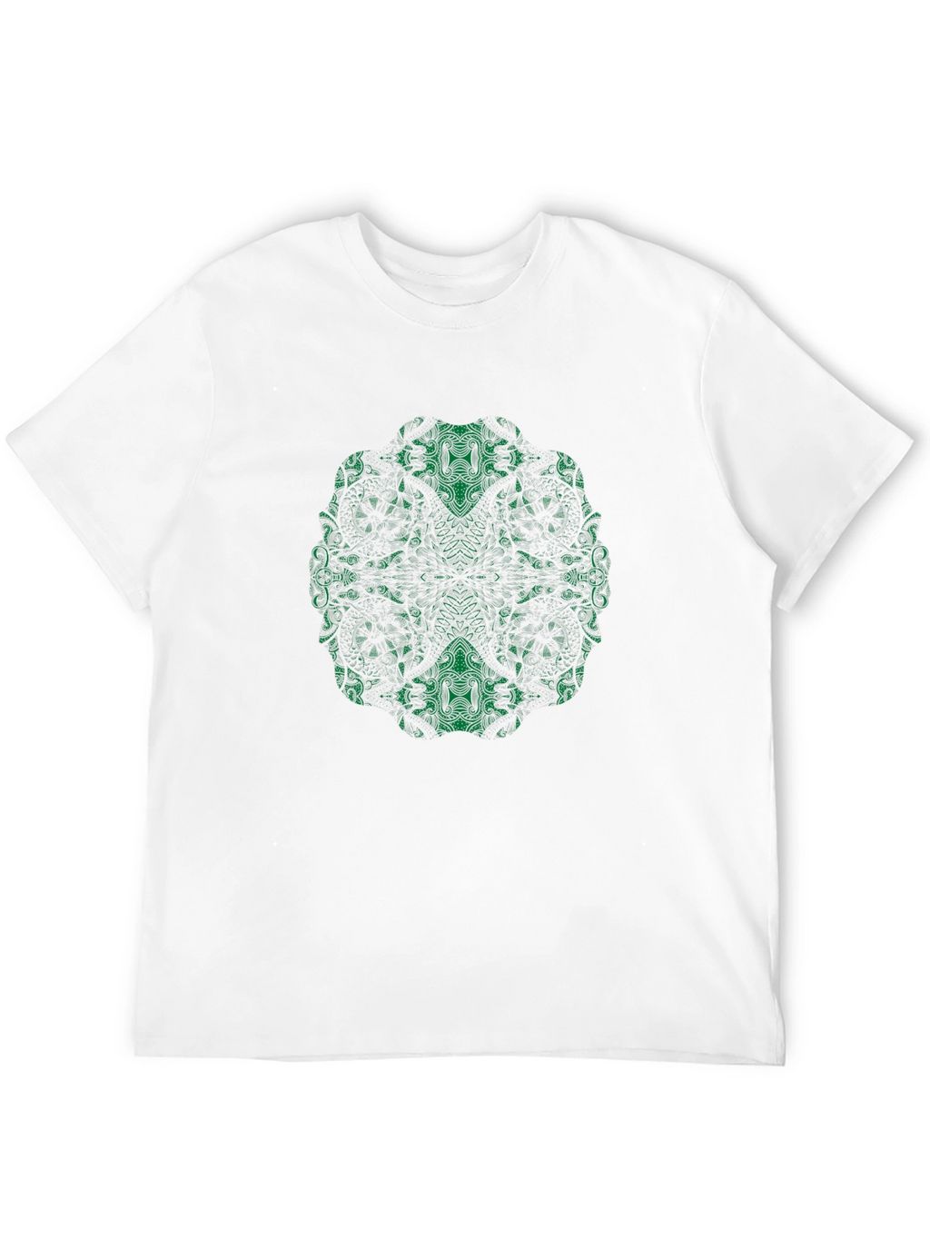 Abstract Green Print Black T-Shirt