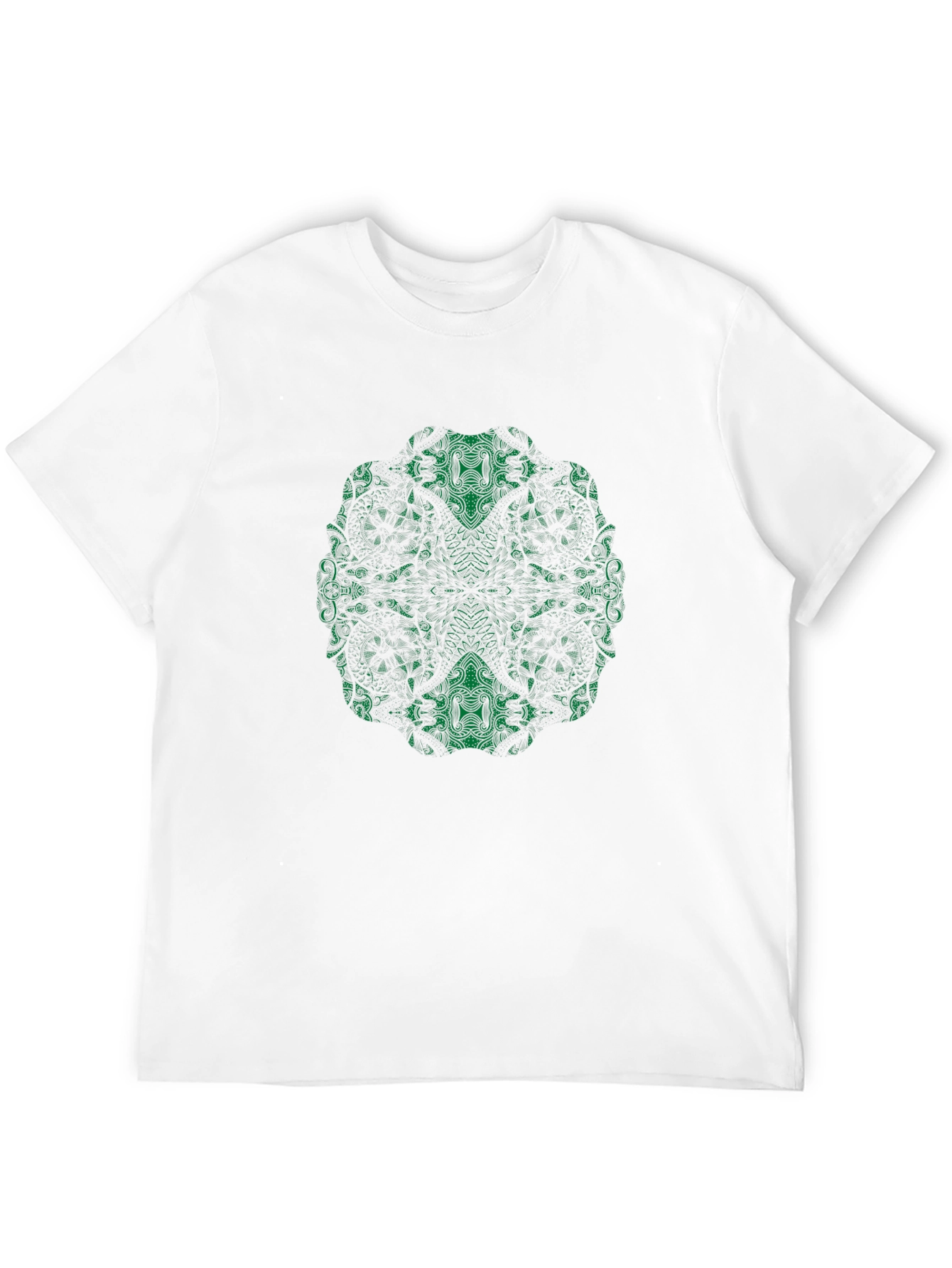 Abstract Green Print Black T-Shirt